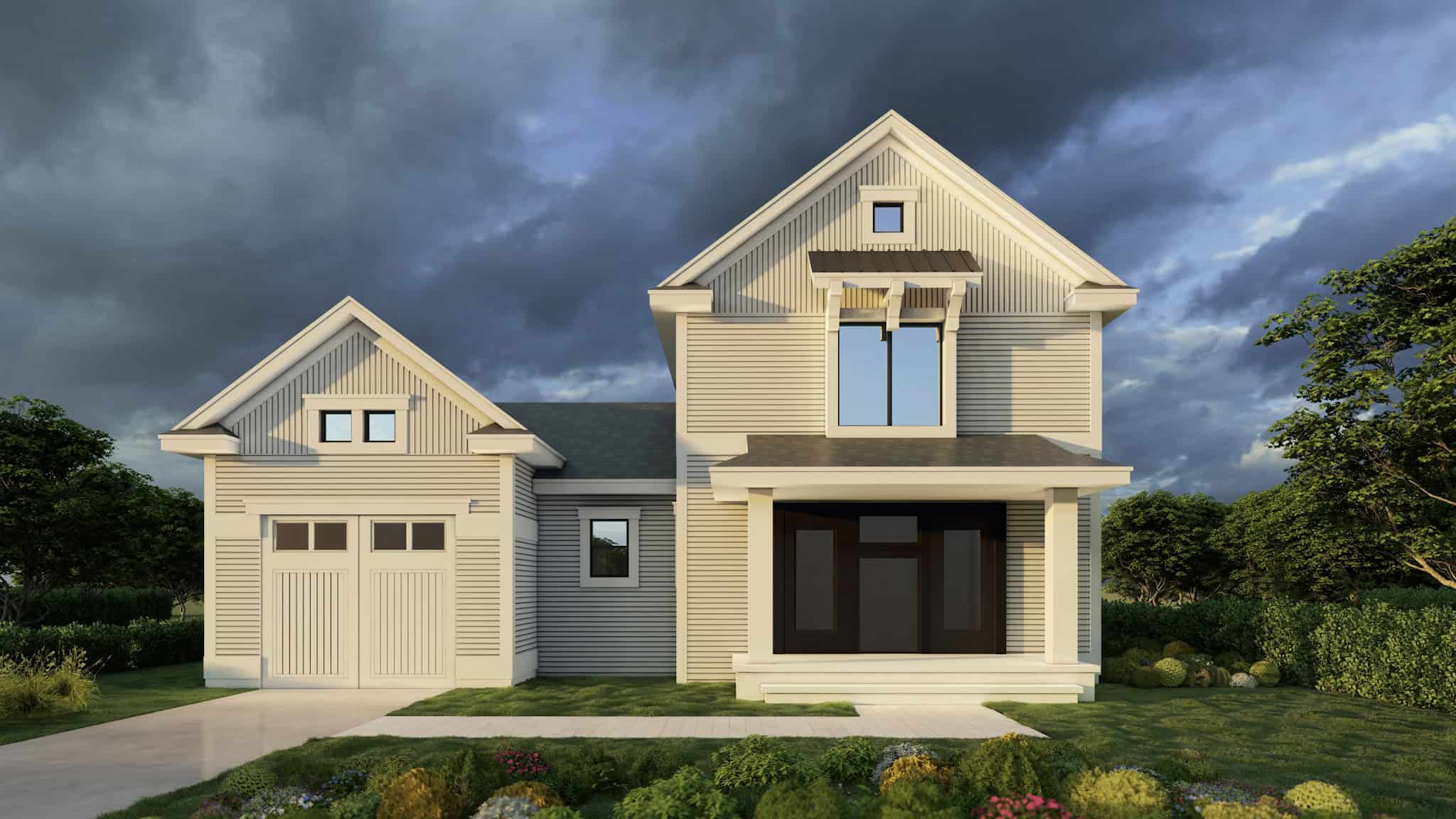 Home at Night of this 3-Bedroom,1142 Sq Ft Plan -162-1075