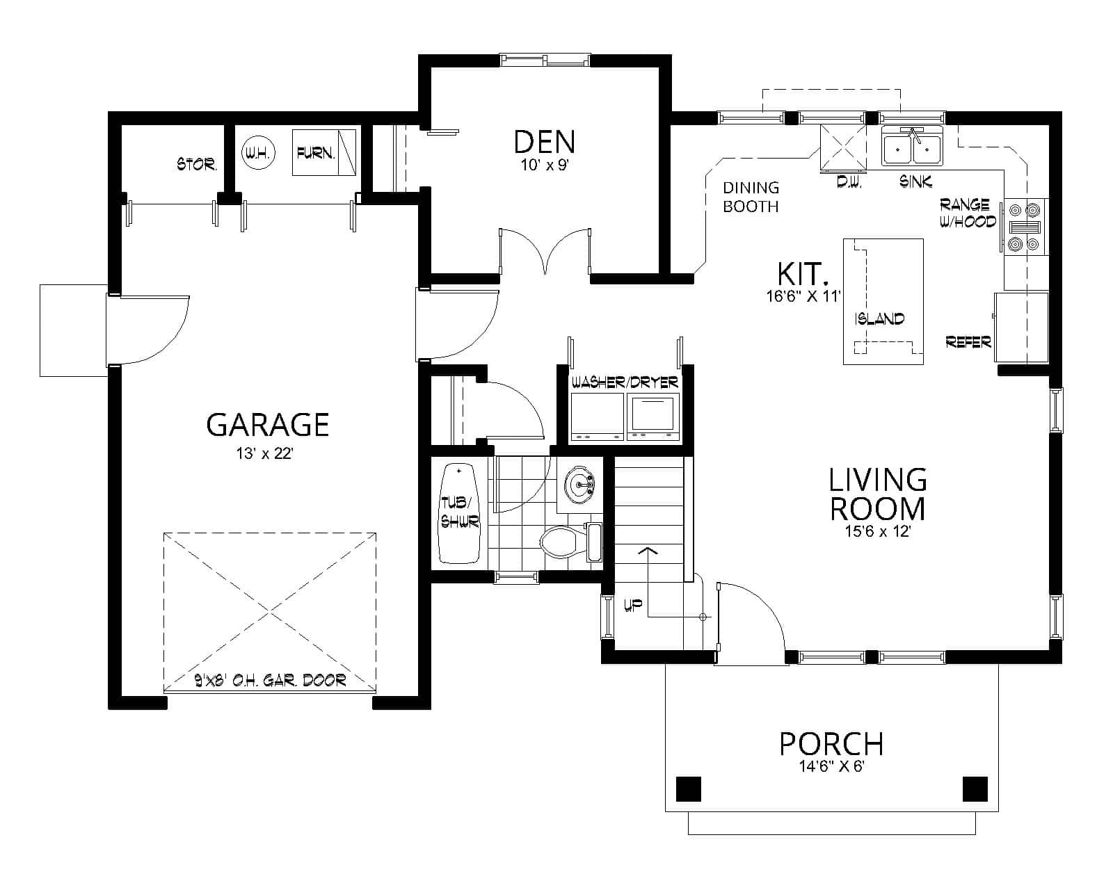 Main Level of Modern Farmhouse Plan #162-1075