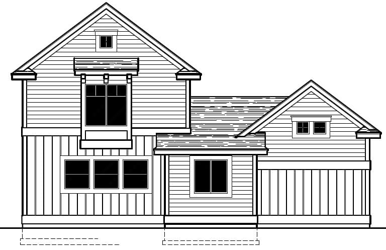 Home Plan Rear Elevation of this 3-Bedroom,1142 Sq Ft Plan -162-1075