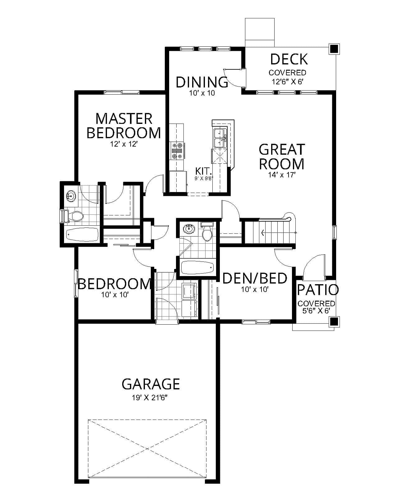 Main Level of Modern Farmhouse Plan #162-1076