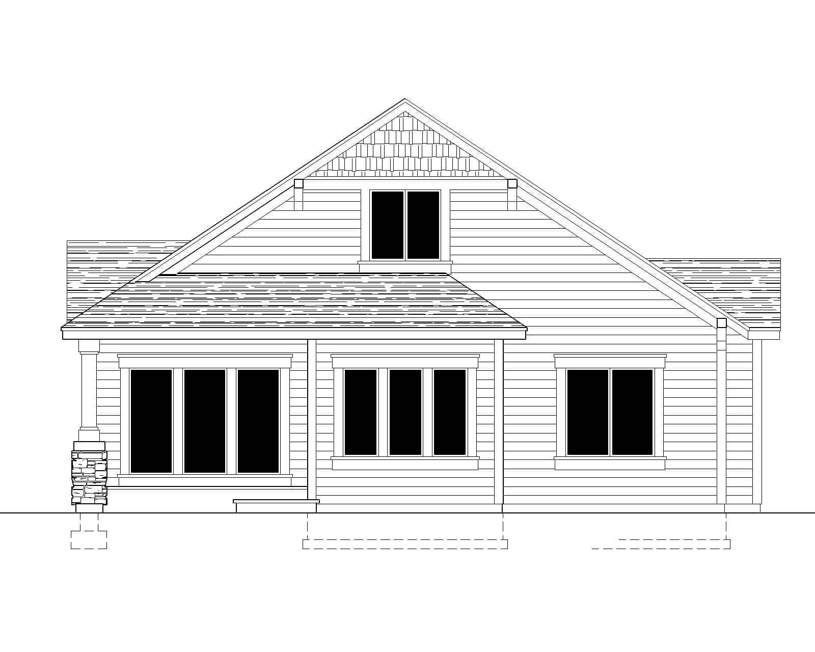 Home Plan Rear Elevation of this 3-Bedroom,1737 Sq Ft Plan -162-1076