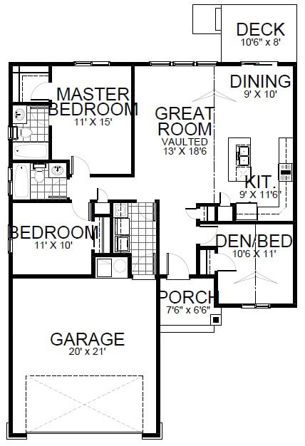 Main Level of Contemporary Plan #162-1077