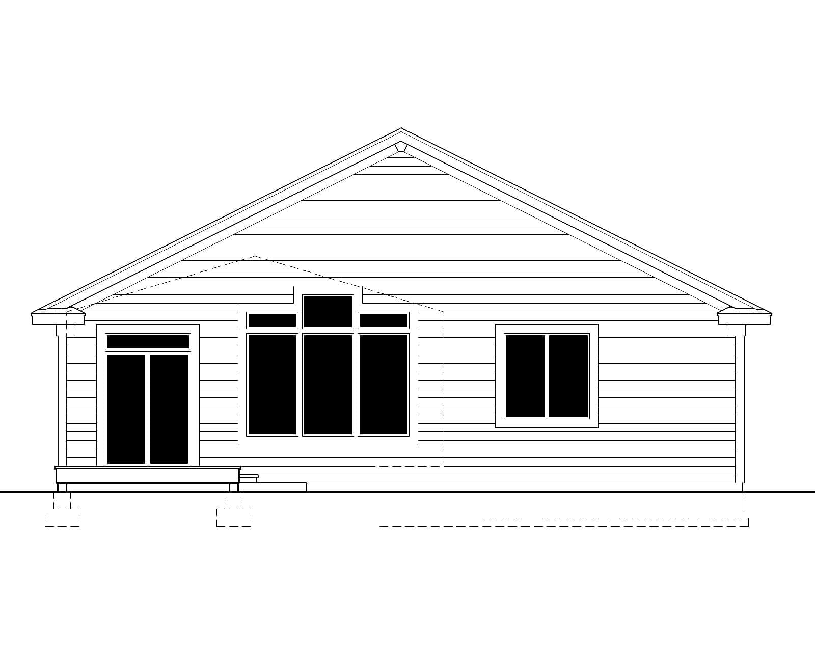 Home Plan Rear Elevation of this 3-Bedroom,1230 Sq Ft Plan -162-1077