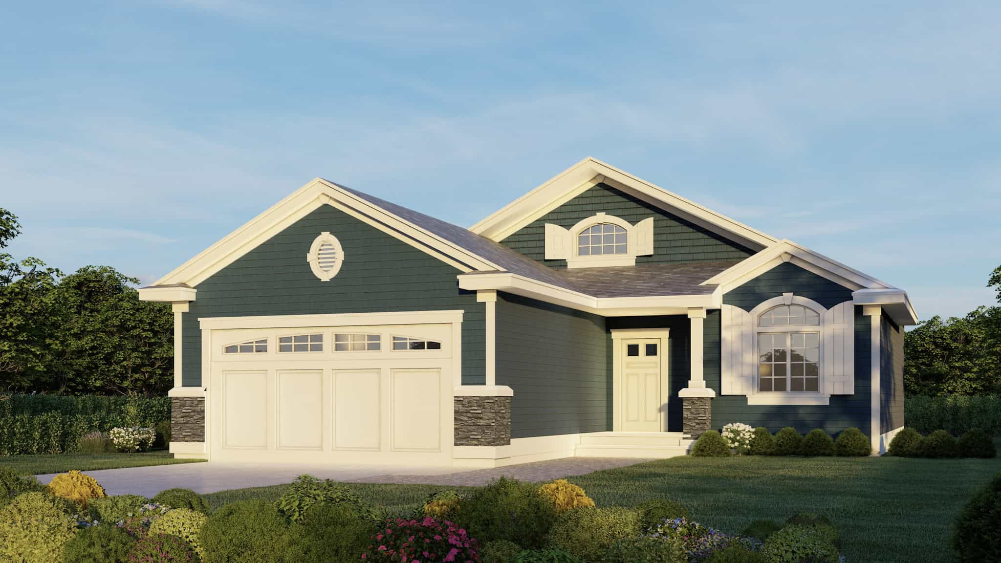 Front elevation of Contemporary home (ThePlanCollection: House Plan #162-1077)