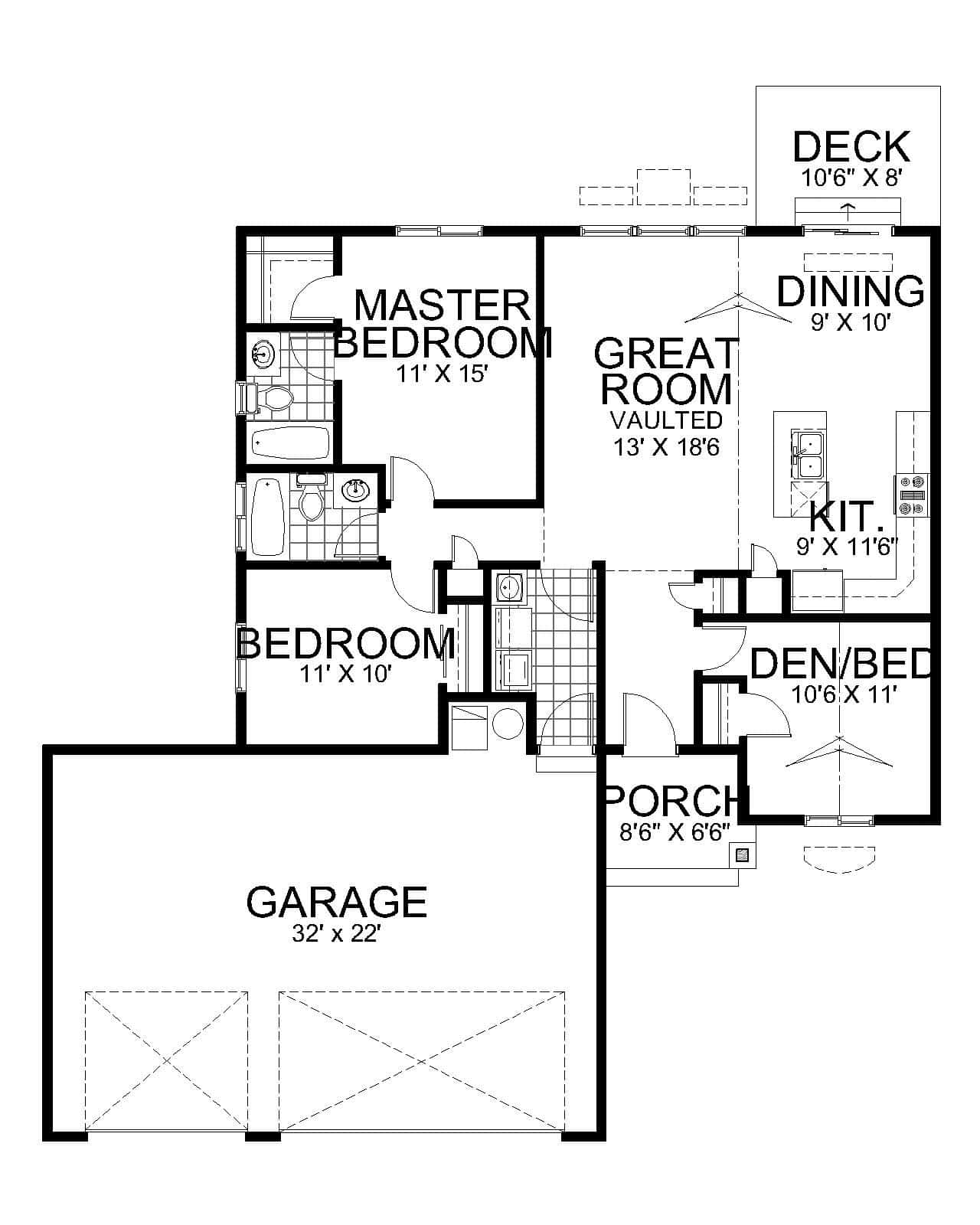 Main Level of Contemporary Plan #162-1078