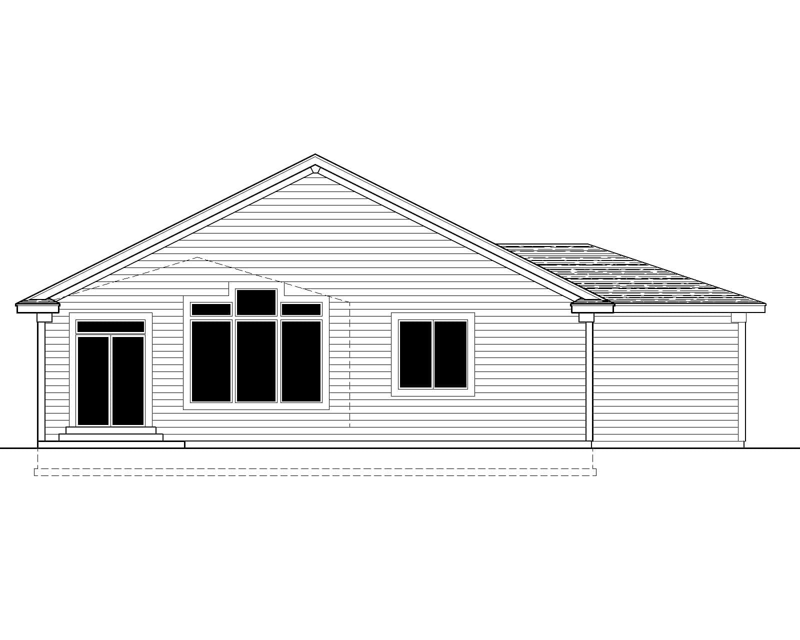 Home Plan Rear Elevation of this 3-Bedroom,1230 Sq Ft Plan -162-1078
