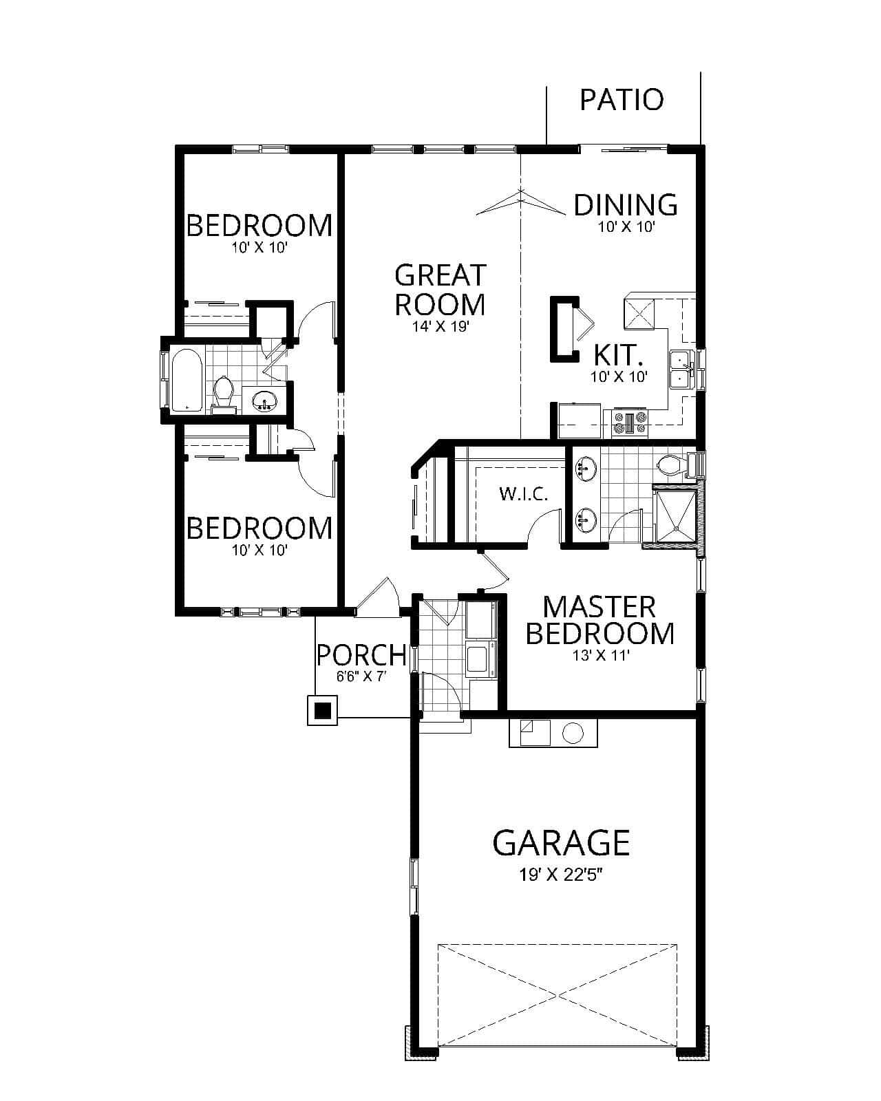 Main Level of Craftsman Plan #162-1080