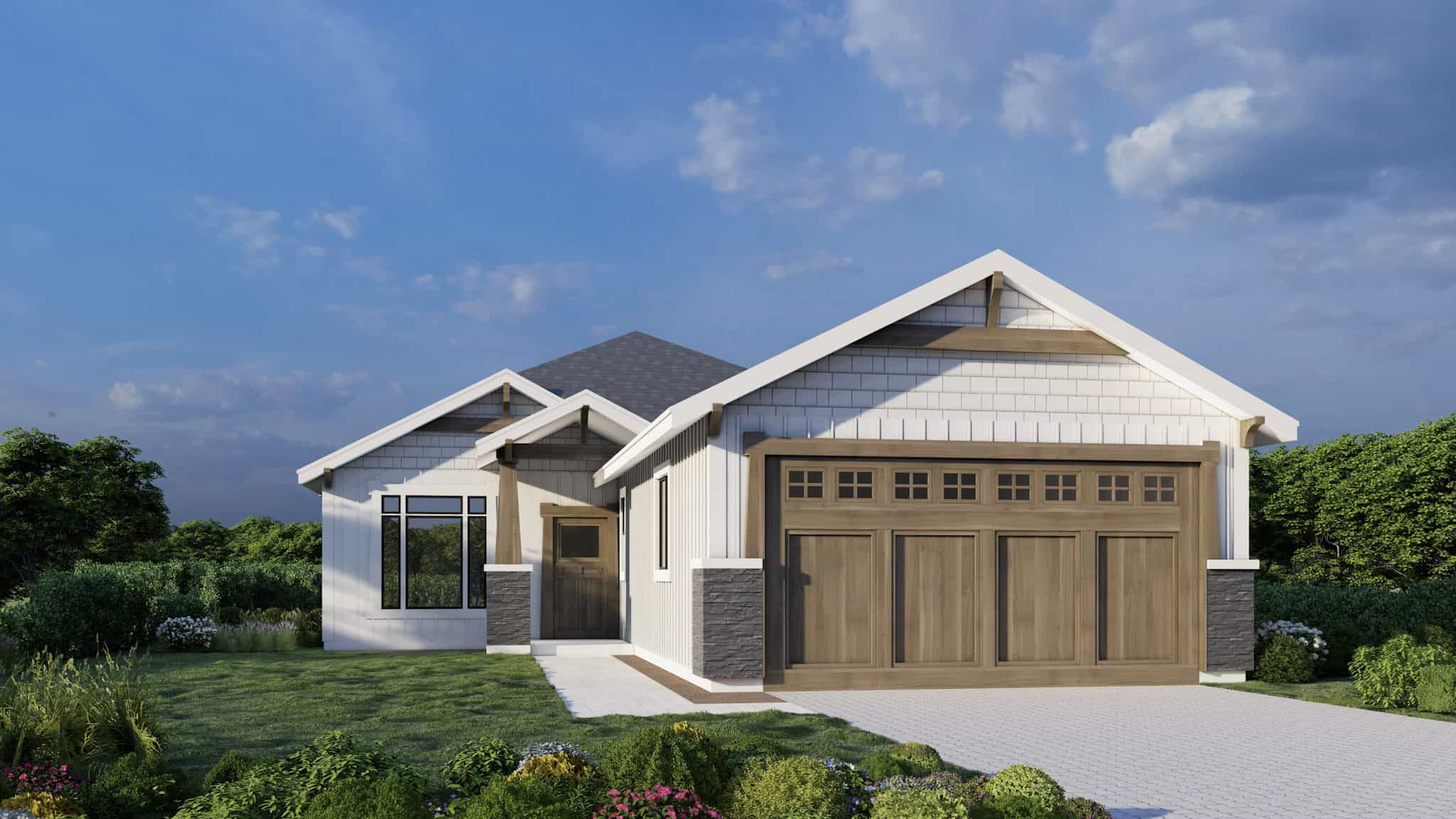 Front elevation of Craftsman home (ThePlanCollection: House Plan #162-1080)