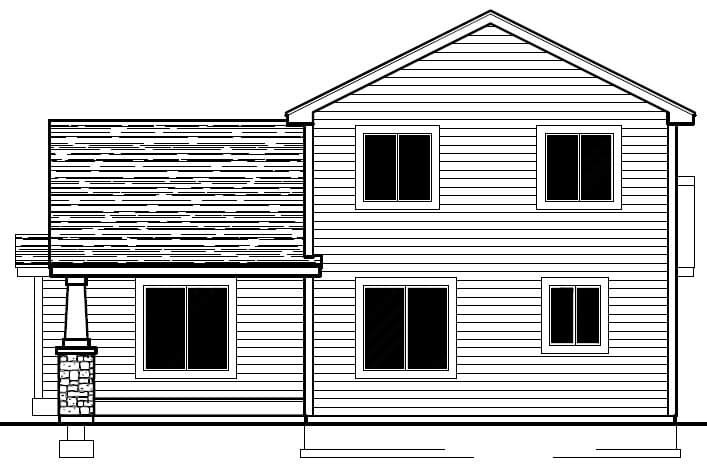 Home Plan Rear Elevation of this 3-Bedroom,1331 Sq Ft Plan -162-1081