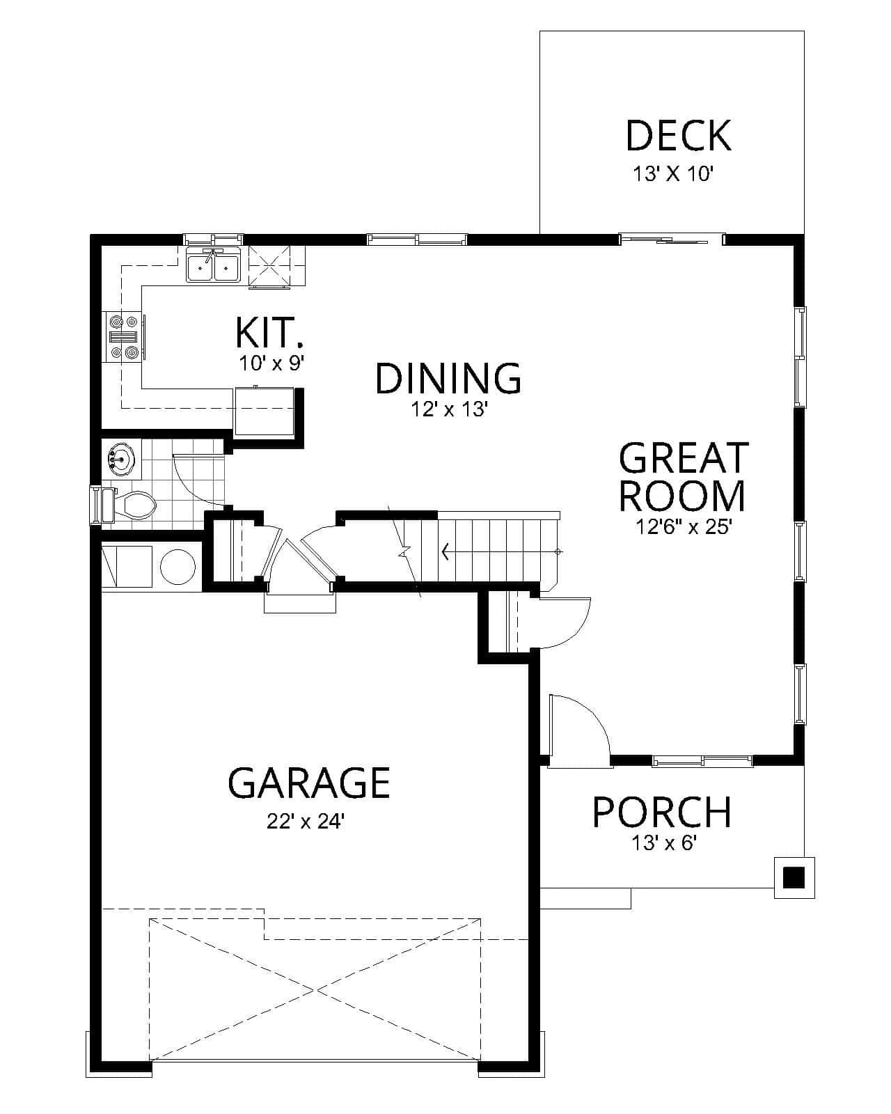 Main Level of Modern Plan #162-1088