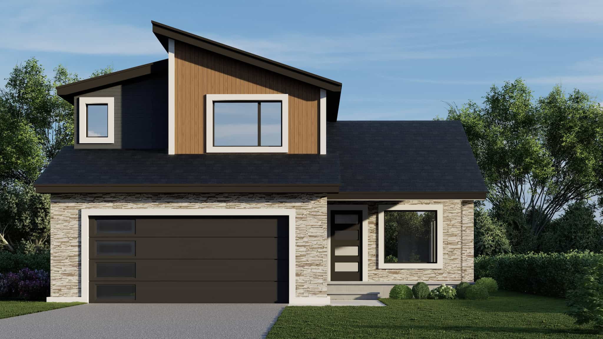 Front elevation of Modern home (ThePlanCollection: House Plan #162-1088)