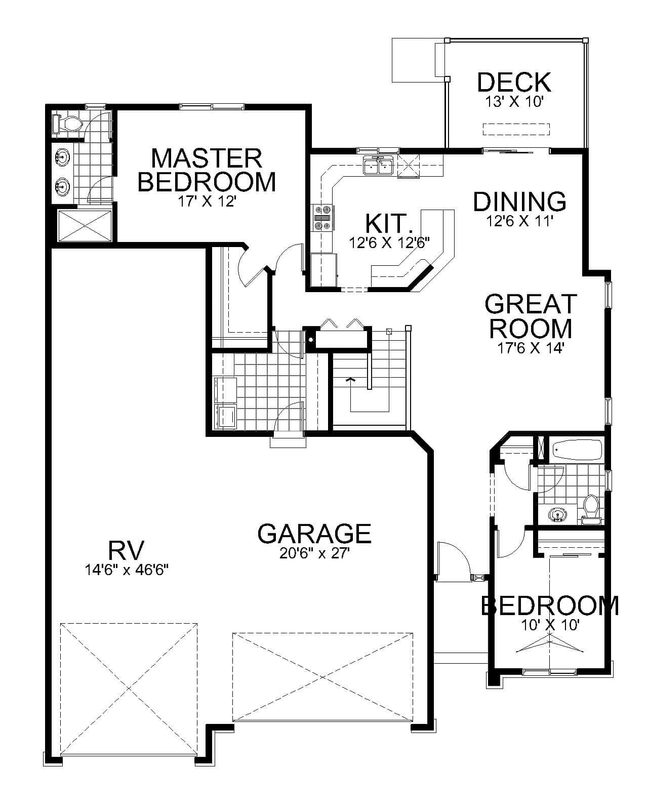 Main Level of Craftsman Plan #162-1090