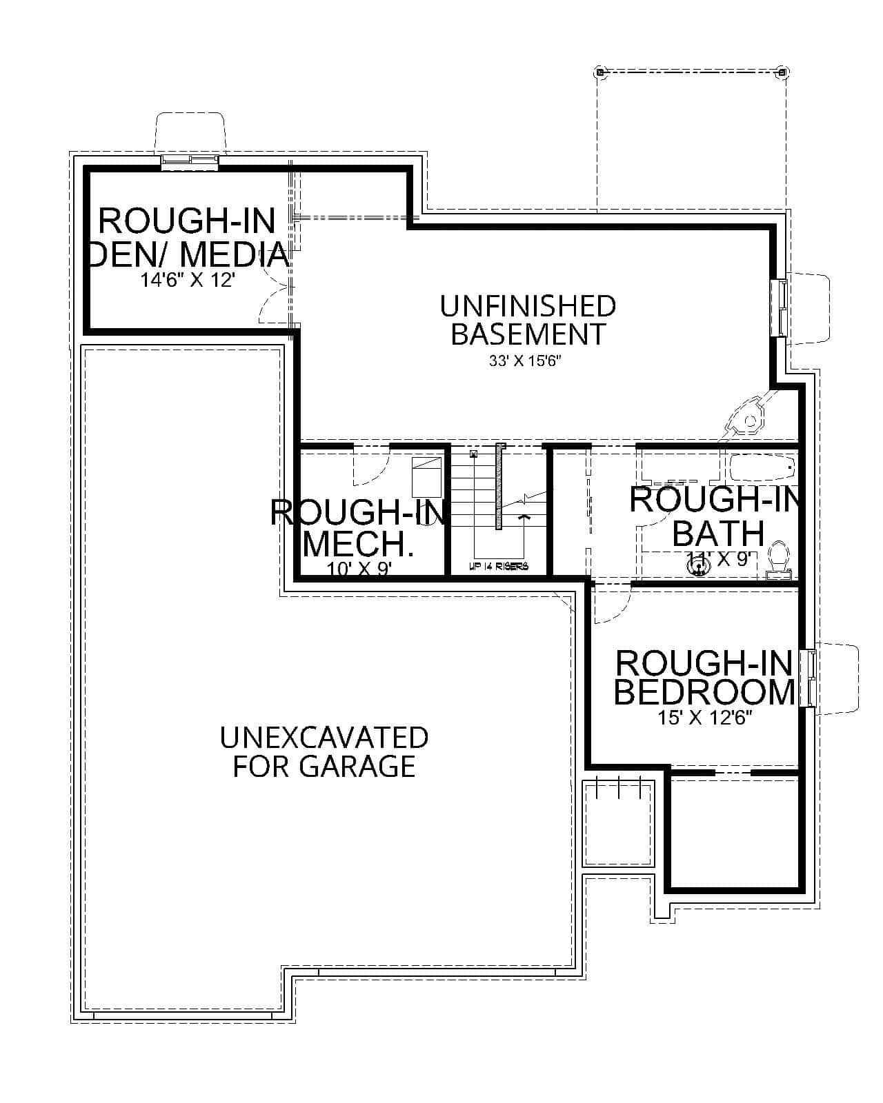 Basement of Craftsman Plan #162-1090