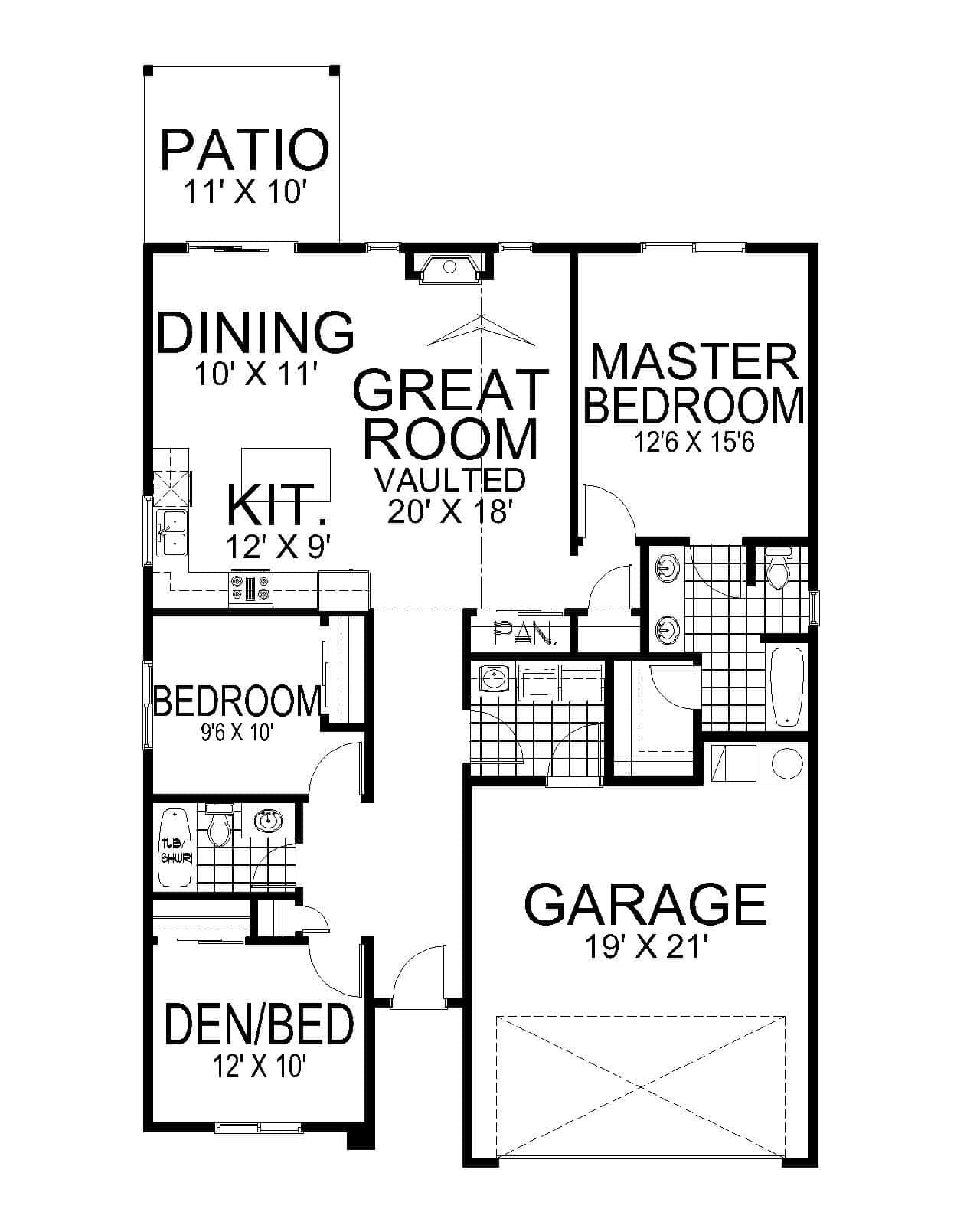 Main Level of Craftsman Plan #162-1091
