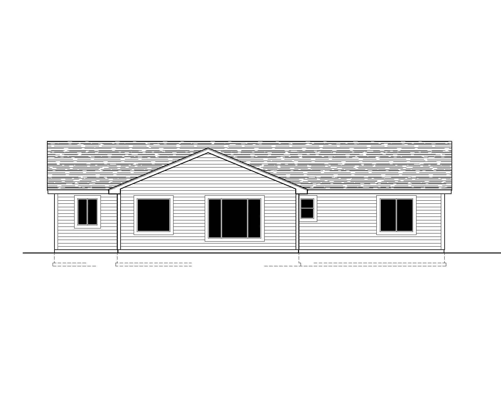 Home Plan Rear Elevation of this 4-Bedroom,1480 Sq Ft Plan -162-1092