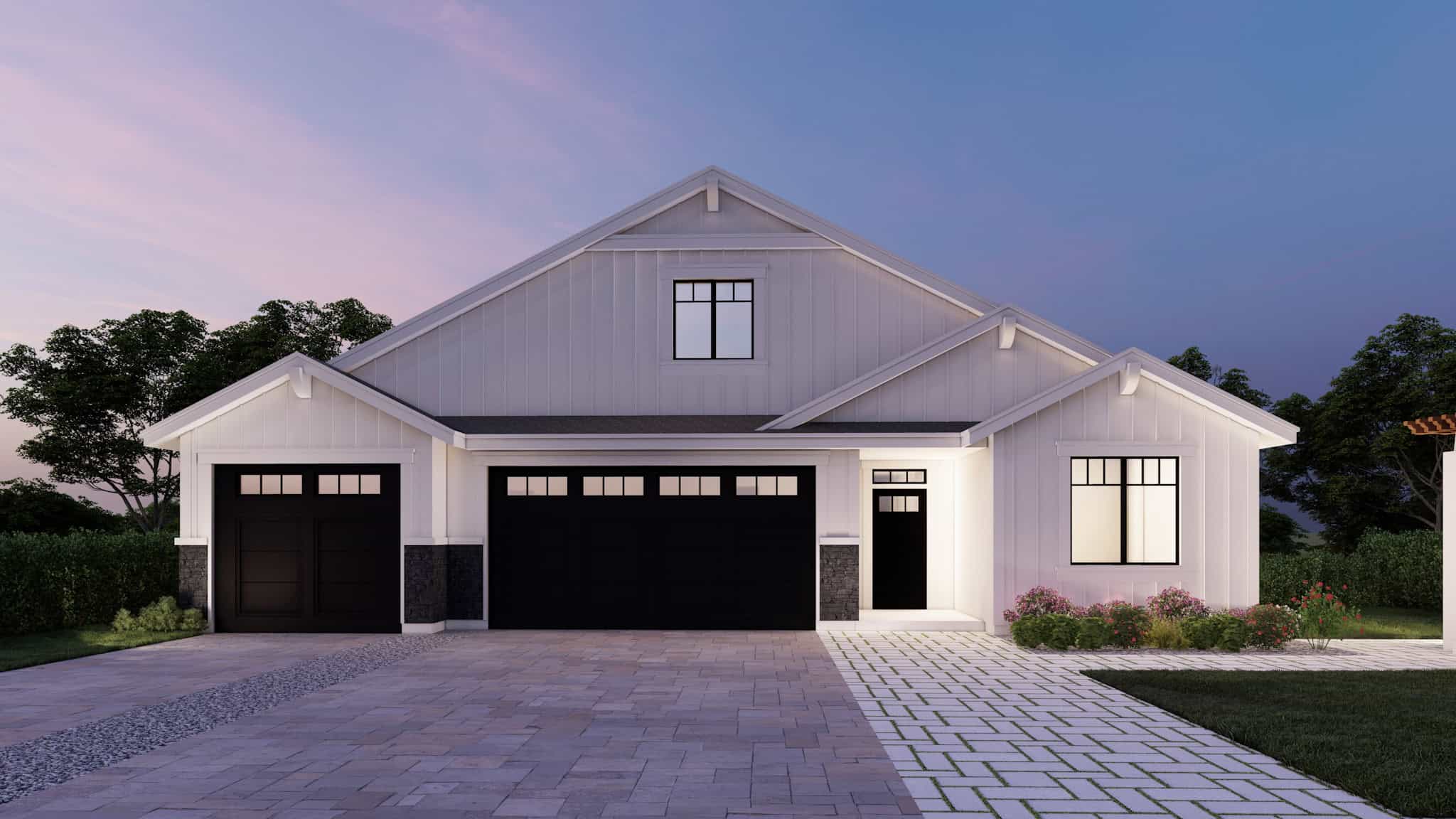 Home at Night of this 3-Bedroom,2130 Sq Ft Plan -162-1097