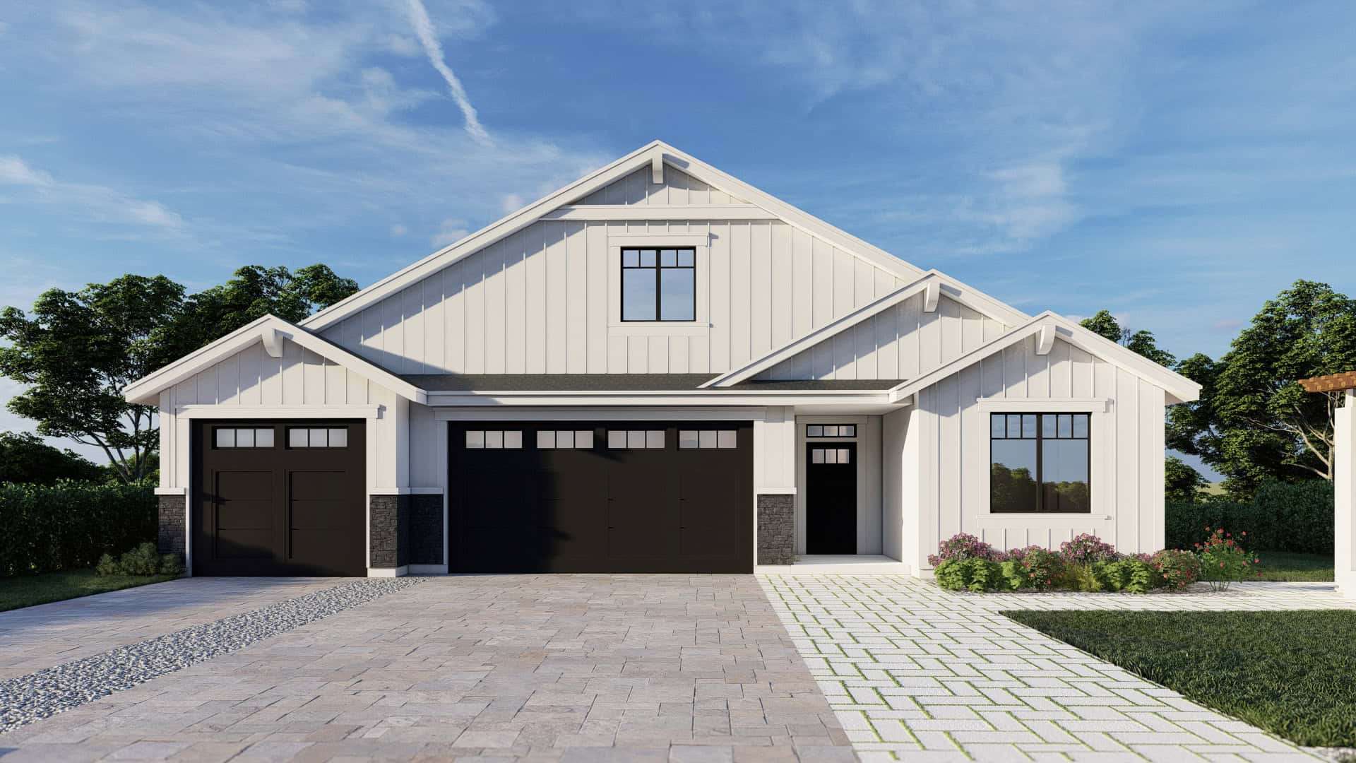 Front elevation of Craftsman home (ThePlanCollection: House Plan #162-1097)