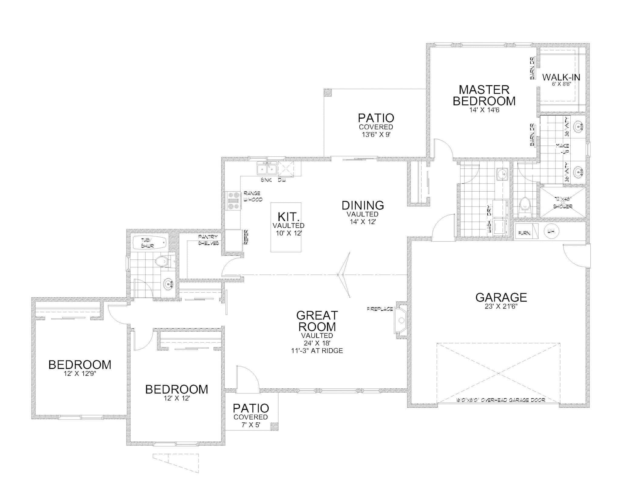 Main Level of Modern Plan #162-1098