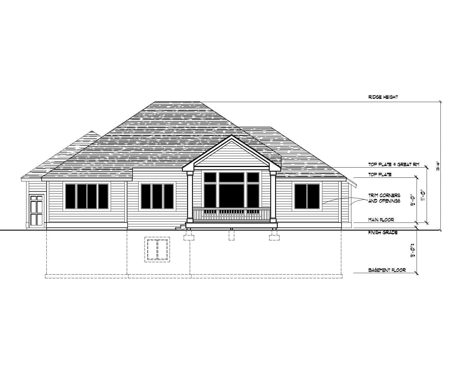 Home Plan Rear Elevation of this 6-Bedroom,2041 Sq Ft Plan -162-1101