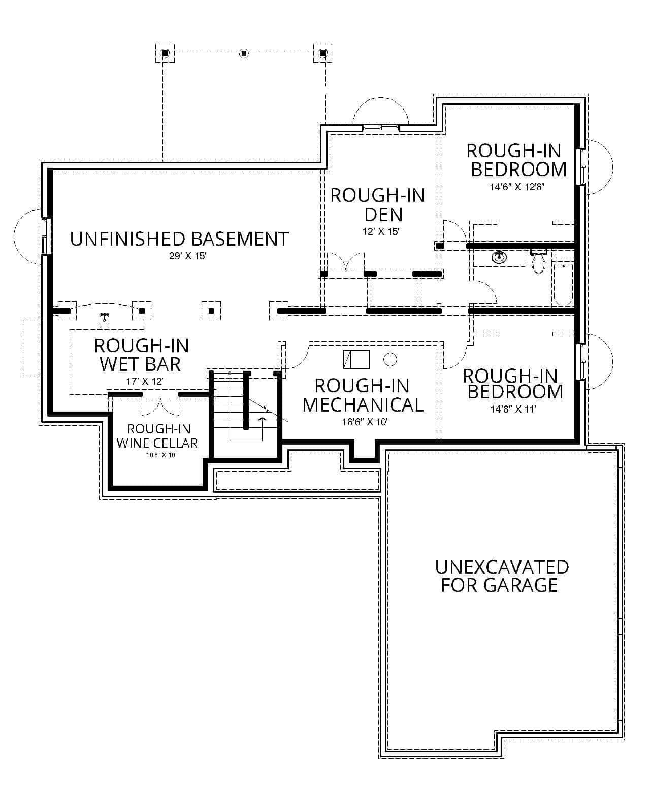 Basement of Traditional Plan #162-1101