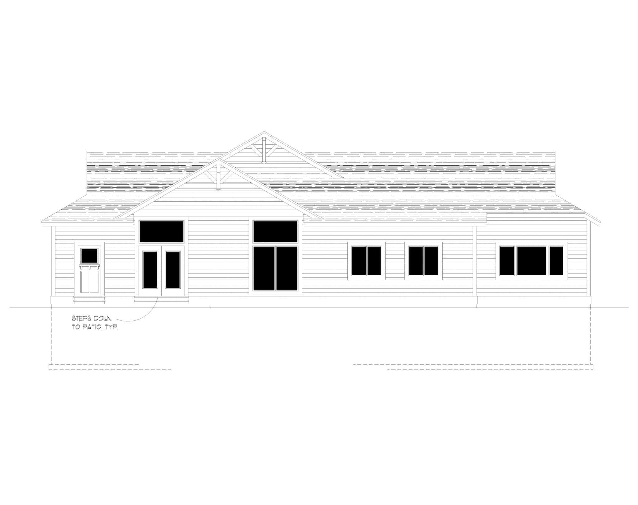 Home Plan Rear Elevation of this 6-Bedroom,2054 Sq Ft Plan -162-1102