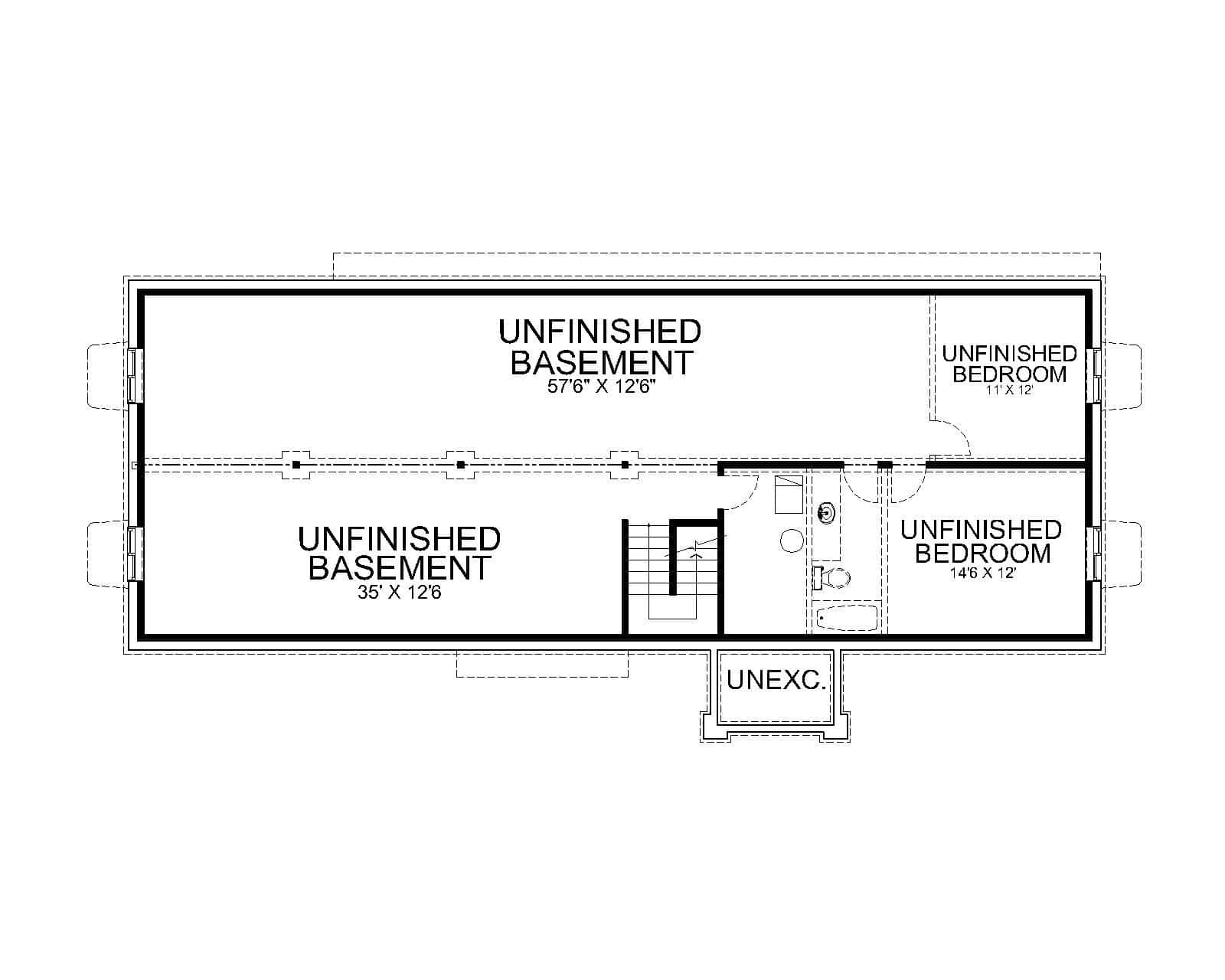 Basement of Farmhouse Plan #162-1102