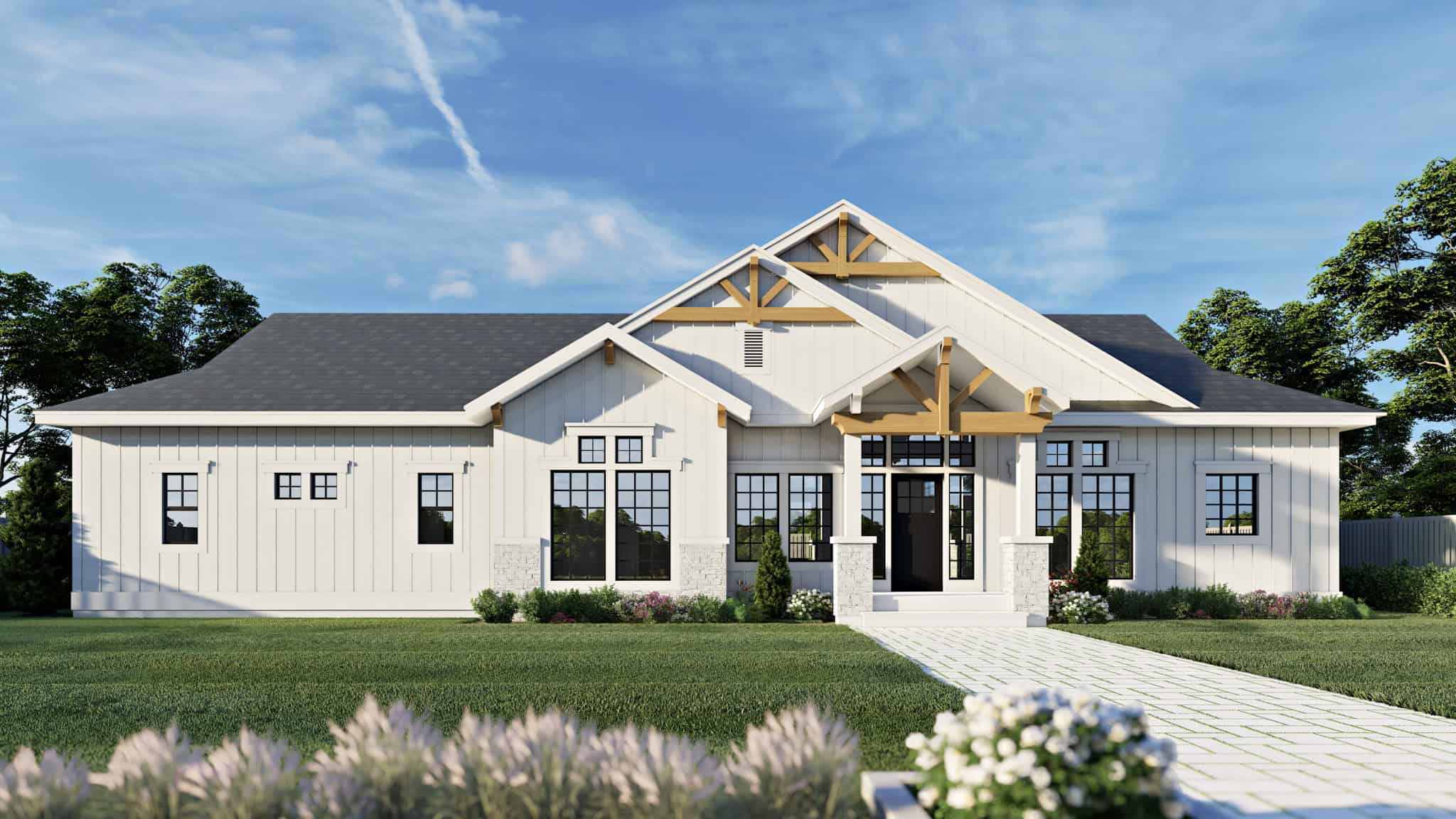 Front elevation of Farmhouse home (ThePlanCollection: House Plan #162-1102)