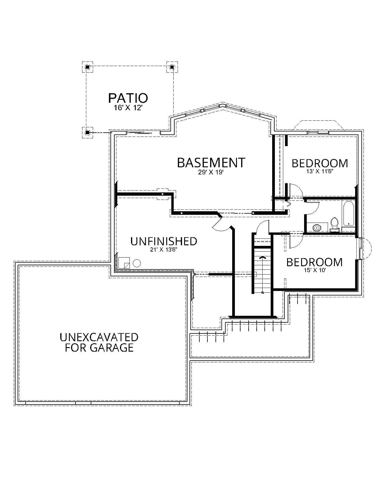Basement of Craftsman Plan #162-1105