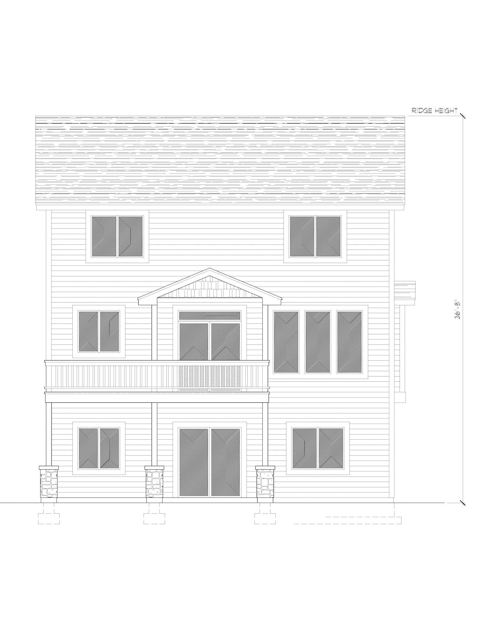 Home Plan Rear Elevation of this 3-Bedroom,2127 Sq Ft Plan -162-1106