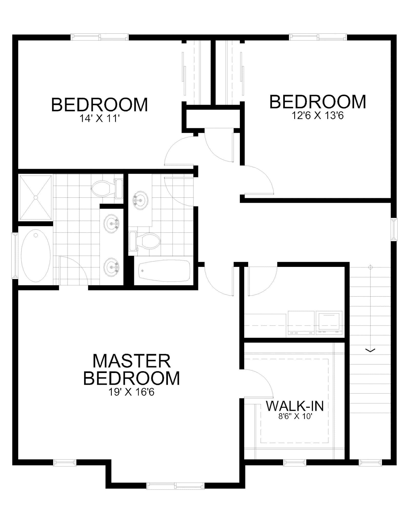 Upper Level of Craftsman Plan #162-1106