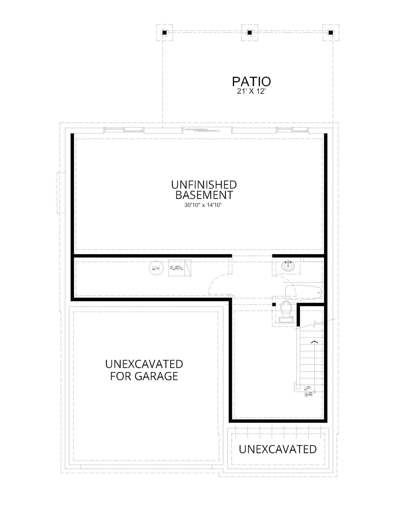 Basement of Craftsman Plan #162-1106