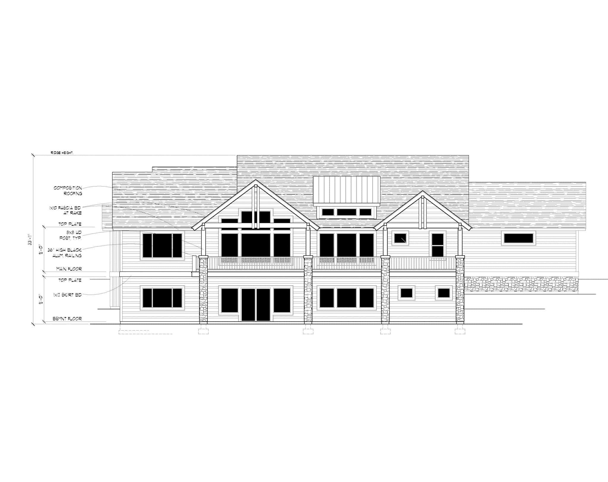 Home Plan Rear Elevation of this 2-Bedroom,2174 Sq Ft Plan -162-1108