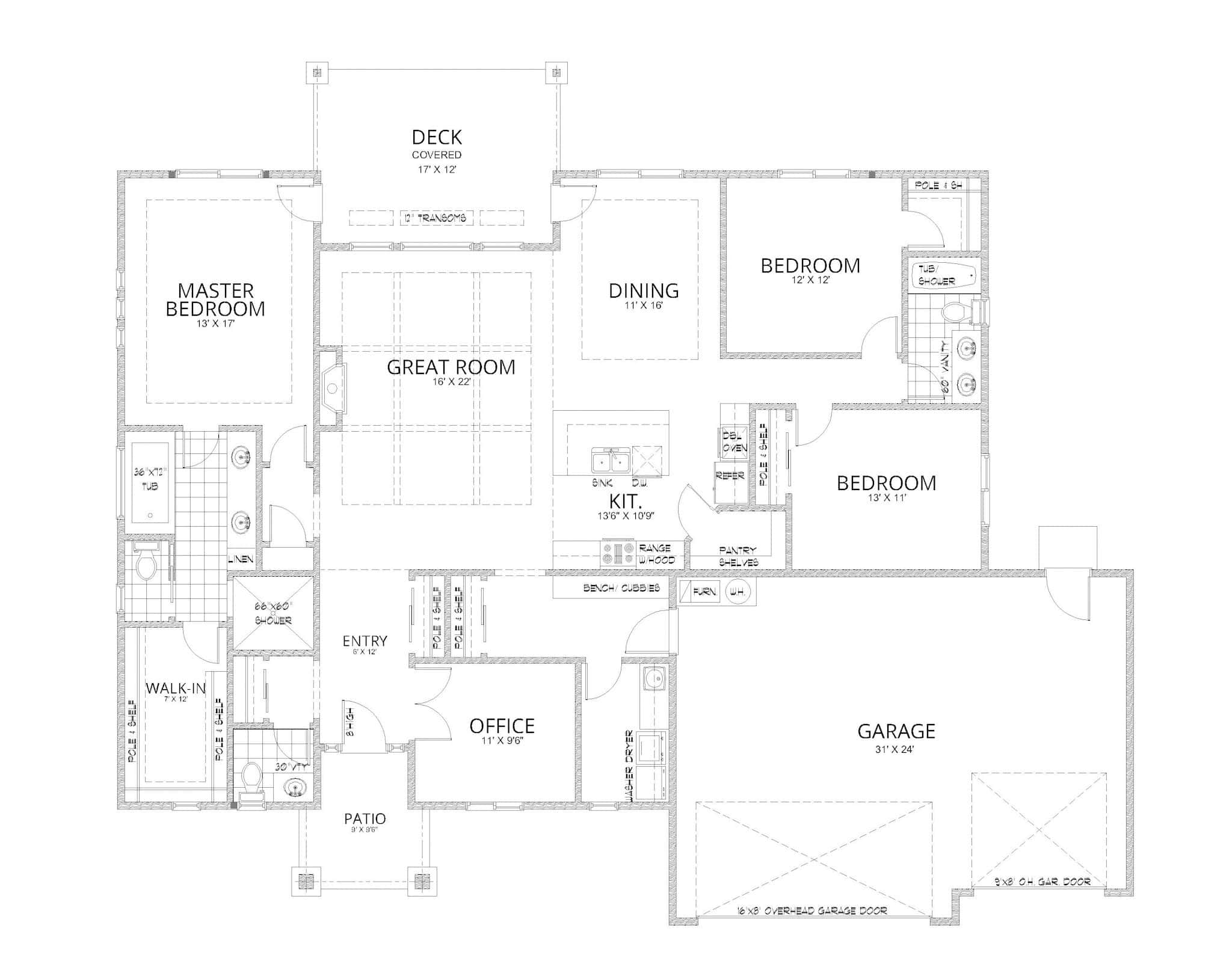 Main Level of Contemporary Plan #162-1109