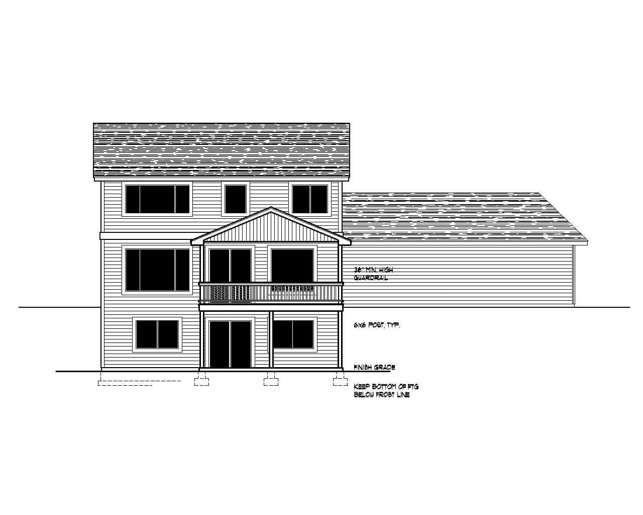 Home Plan Rear Elevation of this 3-Bedroom,2324 Sq Ft Plan -162-1110