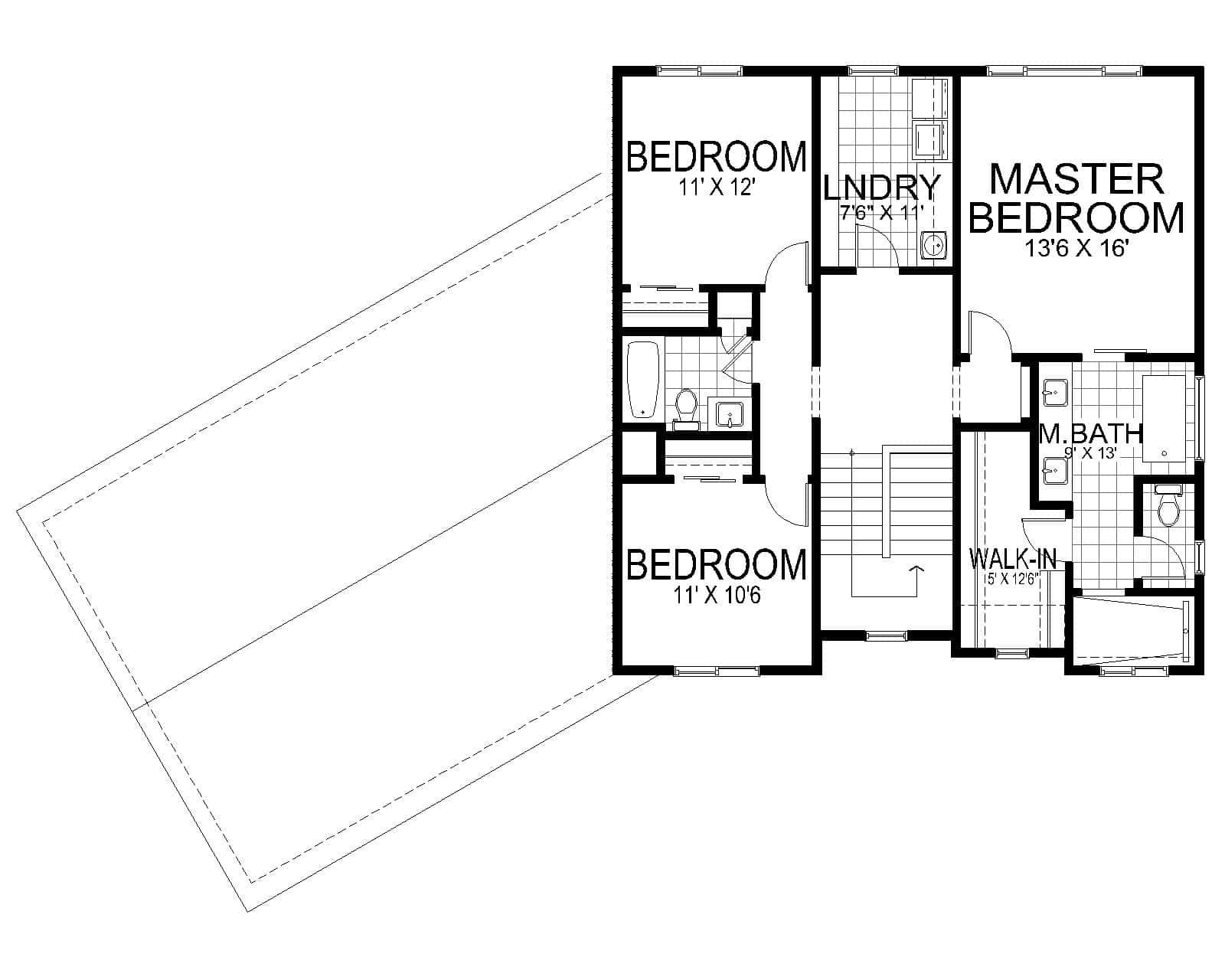 Upper Level of Modern Farmhouse Plan #162-1110