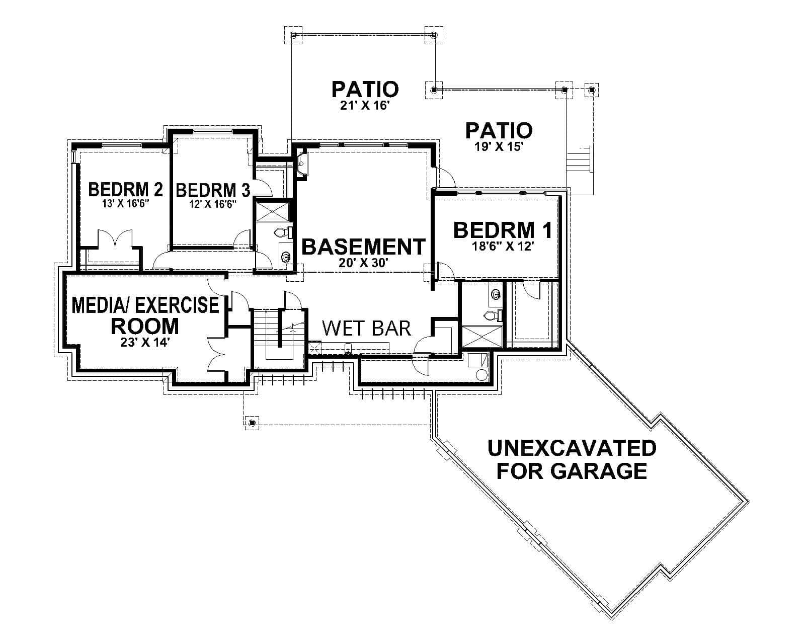 Basement of Contemporary Plan #162-1111