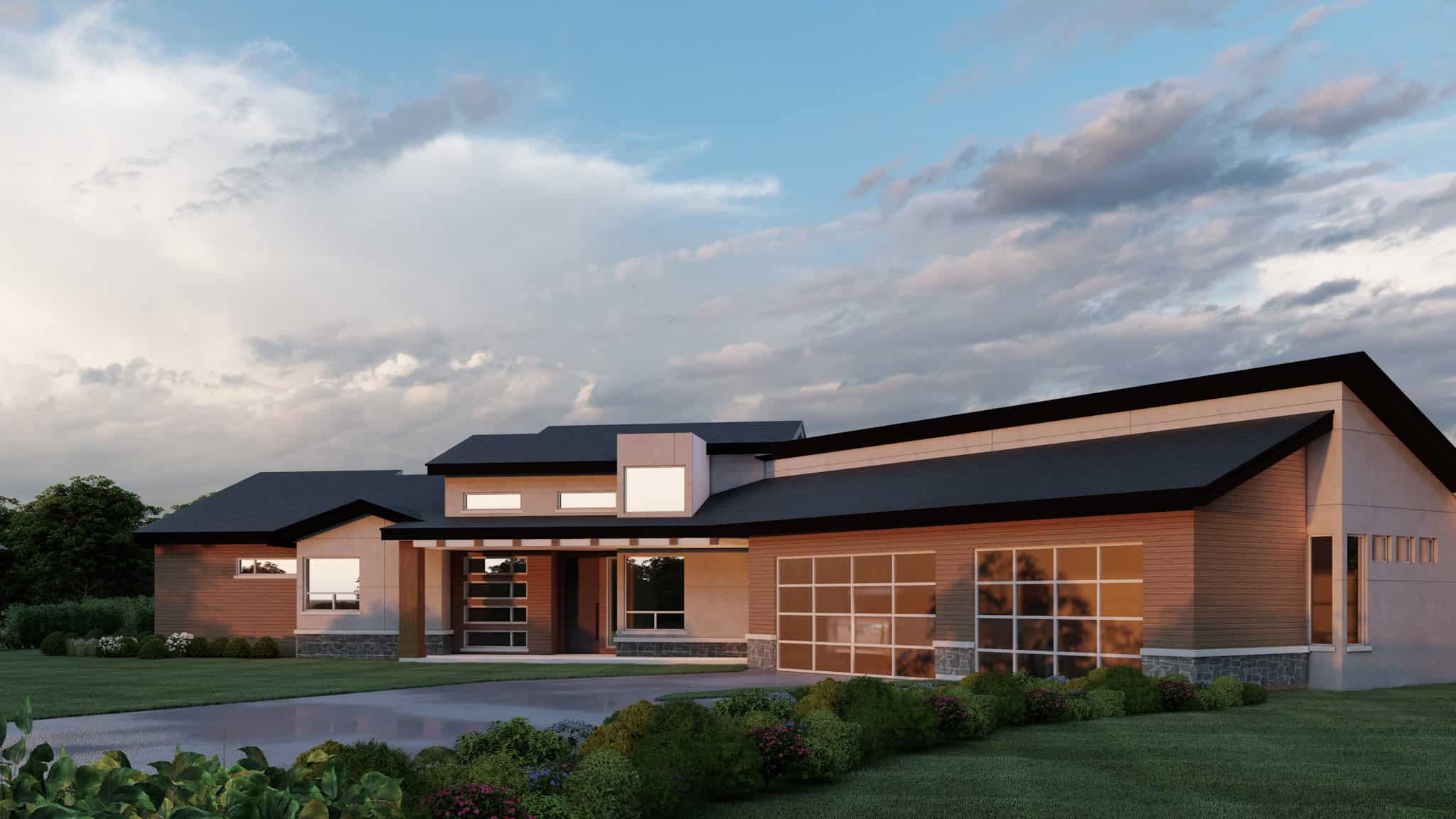 Front elevation of Contemporary home (ThePlanCollection: House Plan #162-1111)