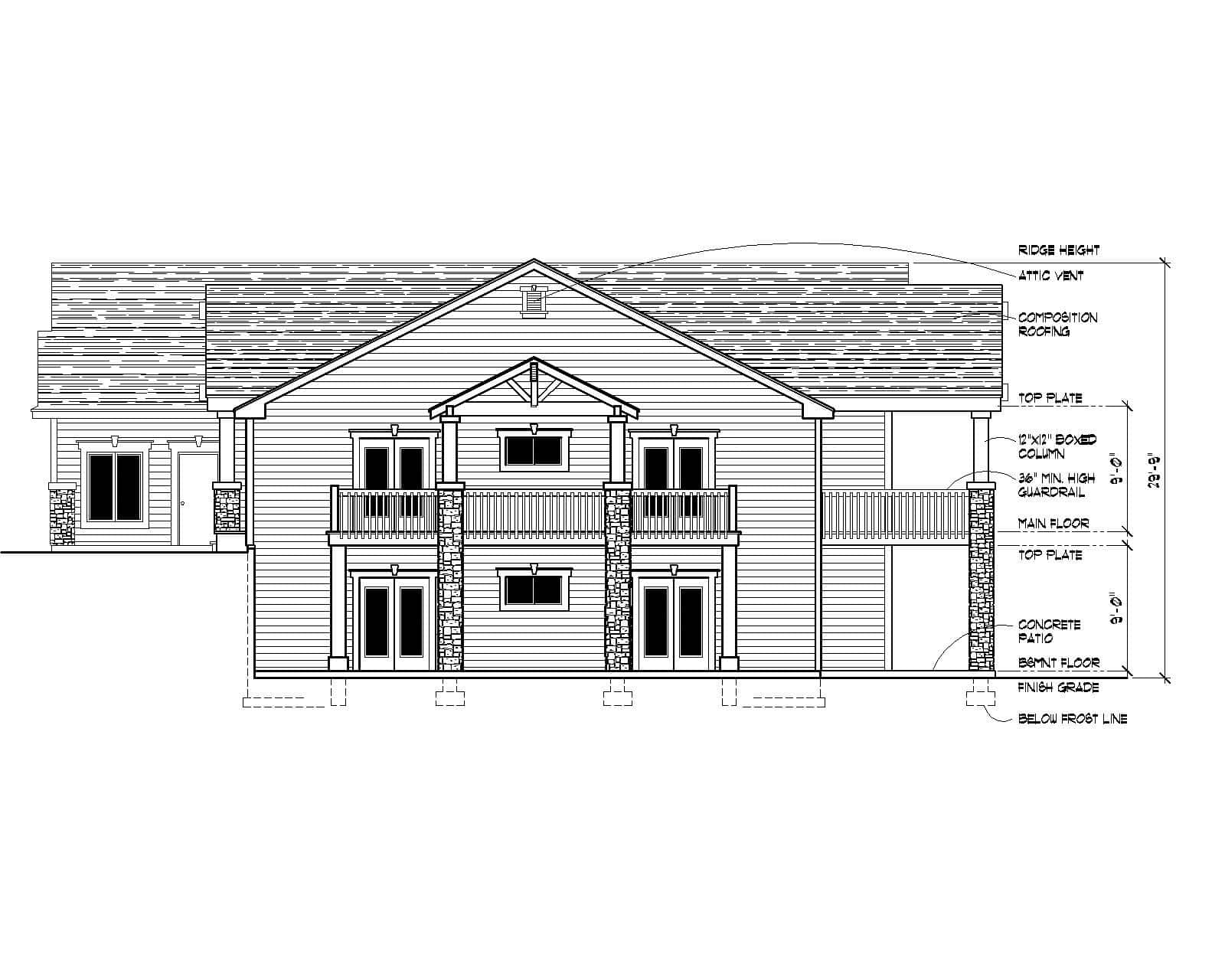 Home Plan Rear Elevation of this 3-Bedroom,2399 Sq Ft Plan -162-1112