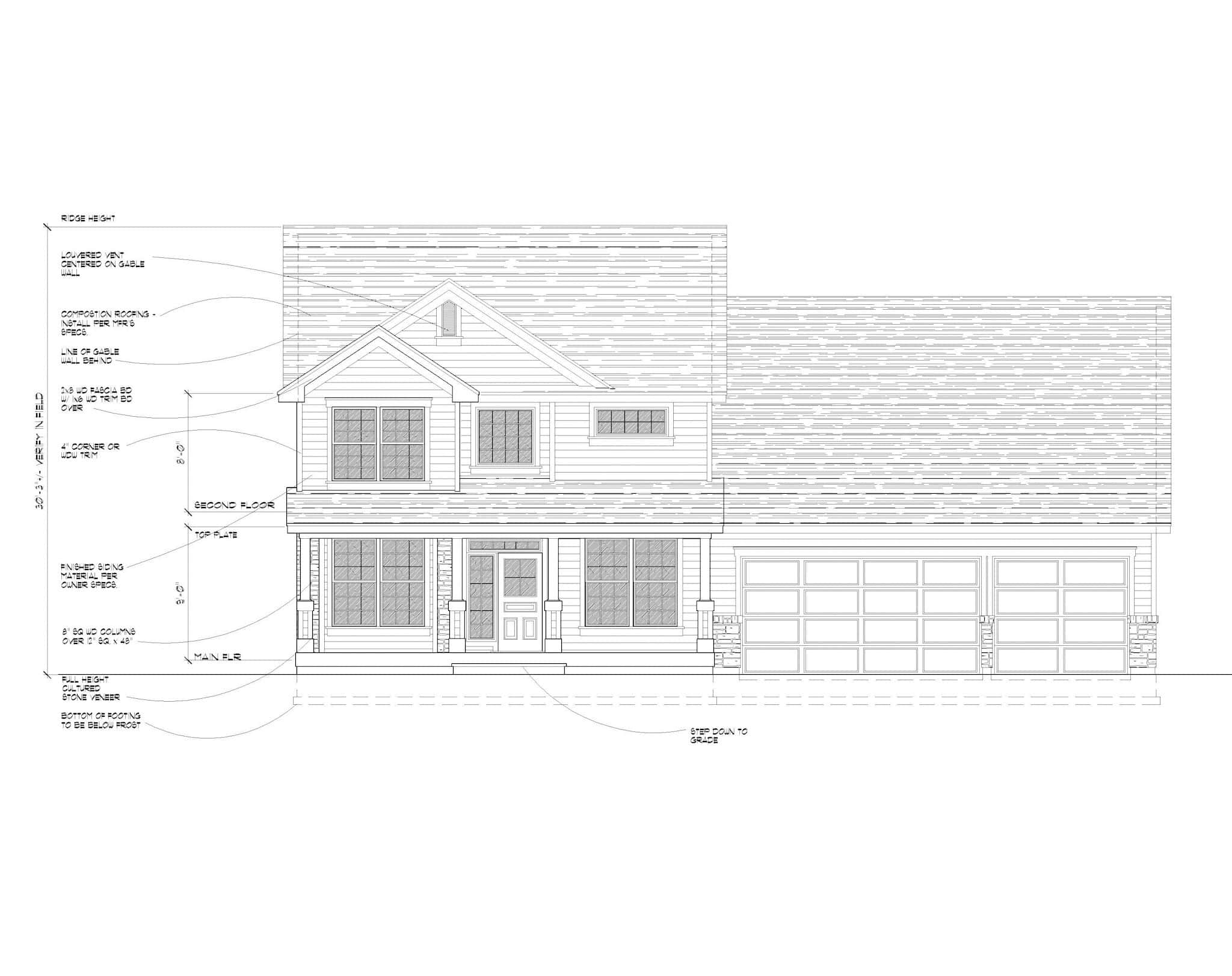 Home Plan Front Elevation of this 5-Bedroom,2485 Sq Ft Plan -162-1113