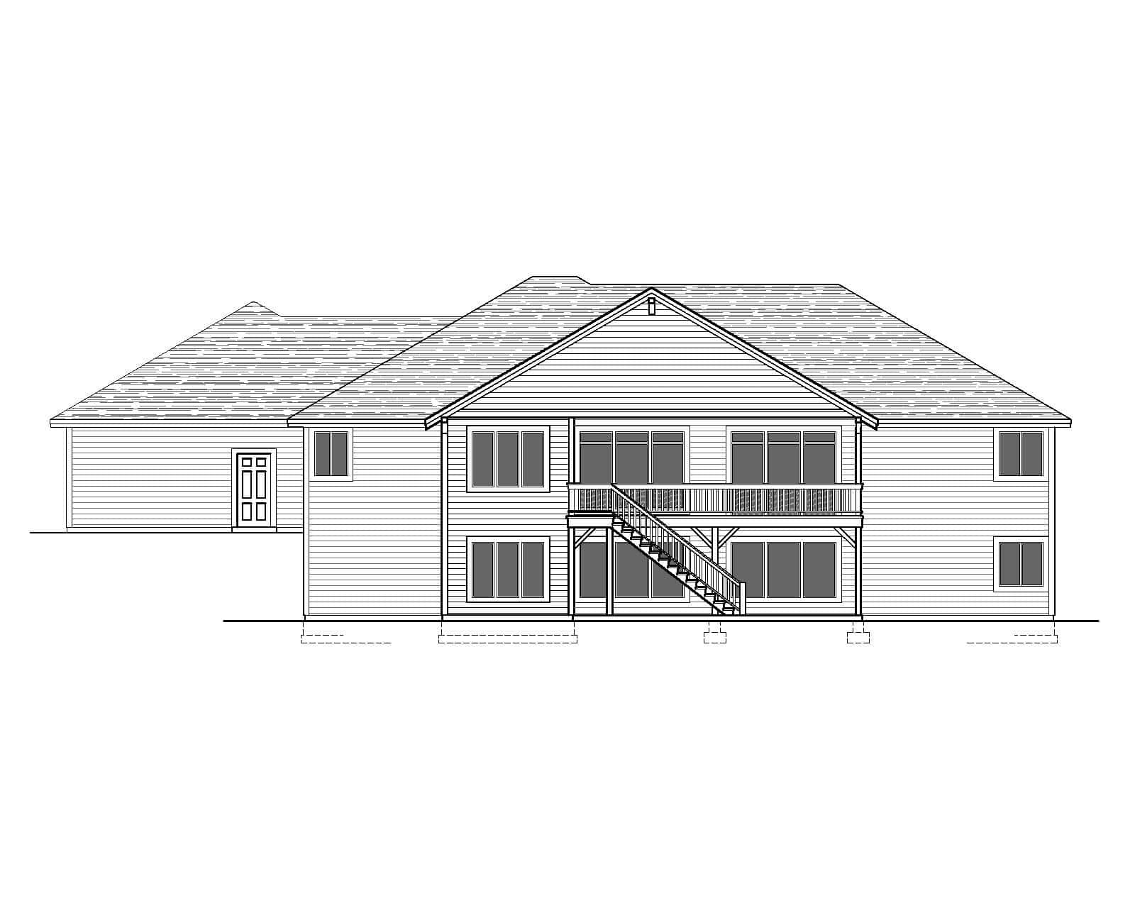 Home Plan Rear Elevation of this 4-Bedroom,2531 Sq Ft Plan -162-1114
