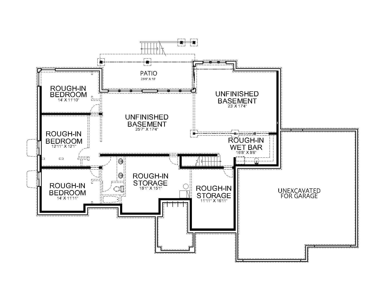 Basement of Craftsman Plan #162-1114