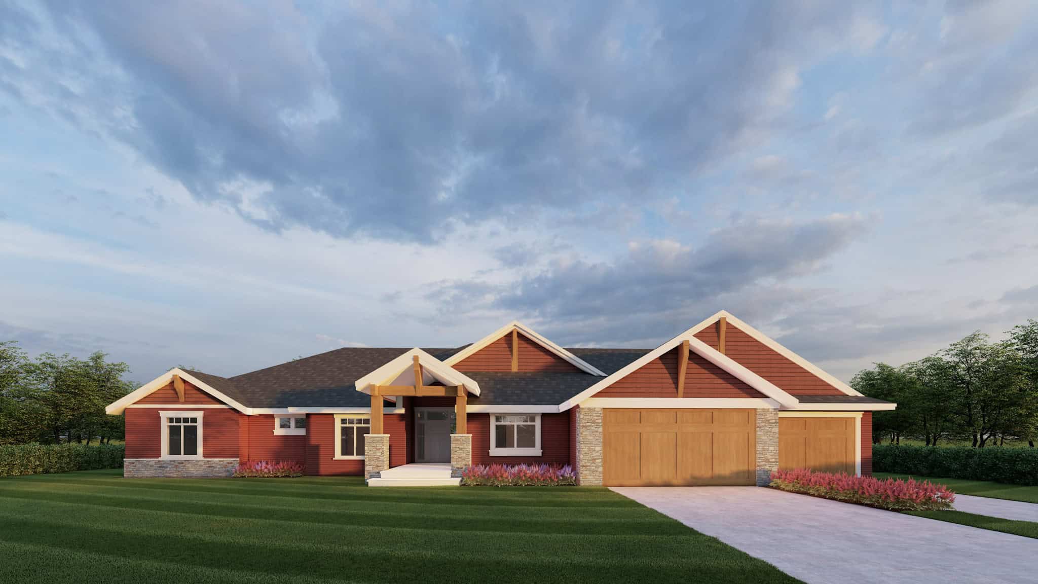 Front elevation of Craftsman home (ThePlanCollection: House Plan #162-1114)