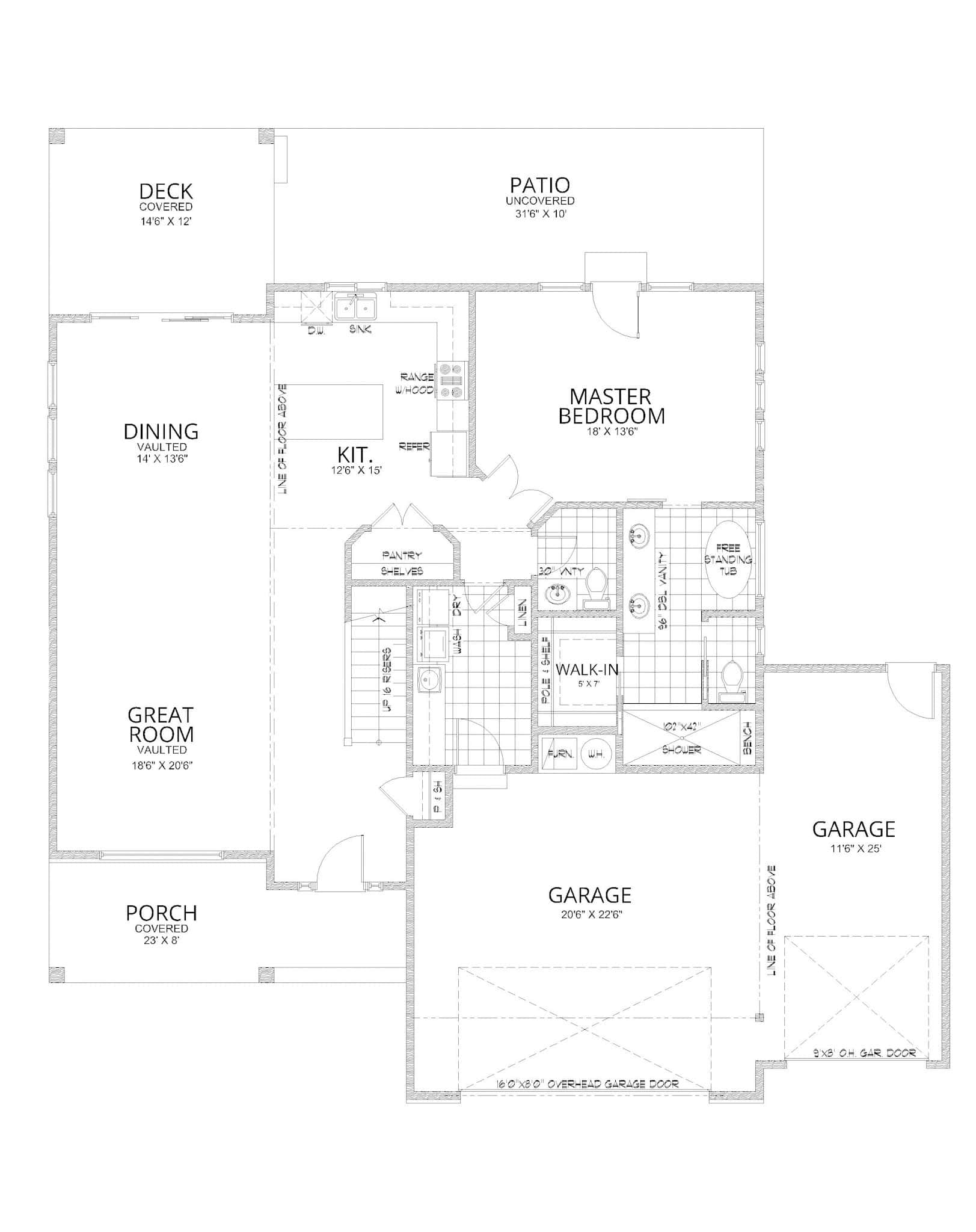 Main Level of Contemporary Plan #162-1117