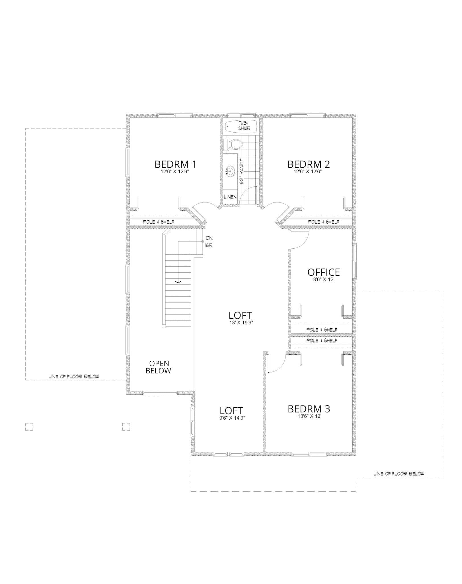 Upper Level of Contemporary Plan #162-1117
