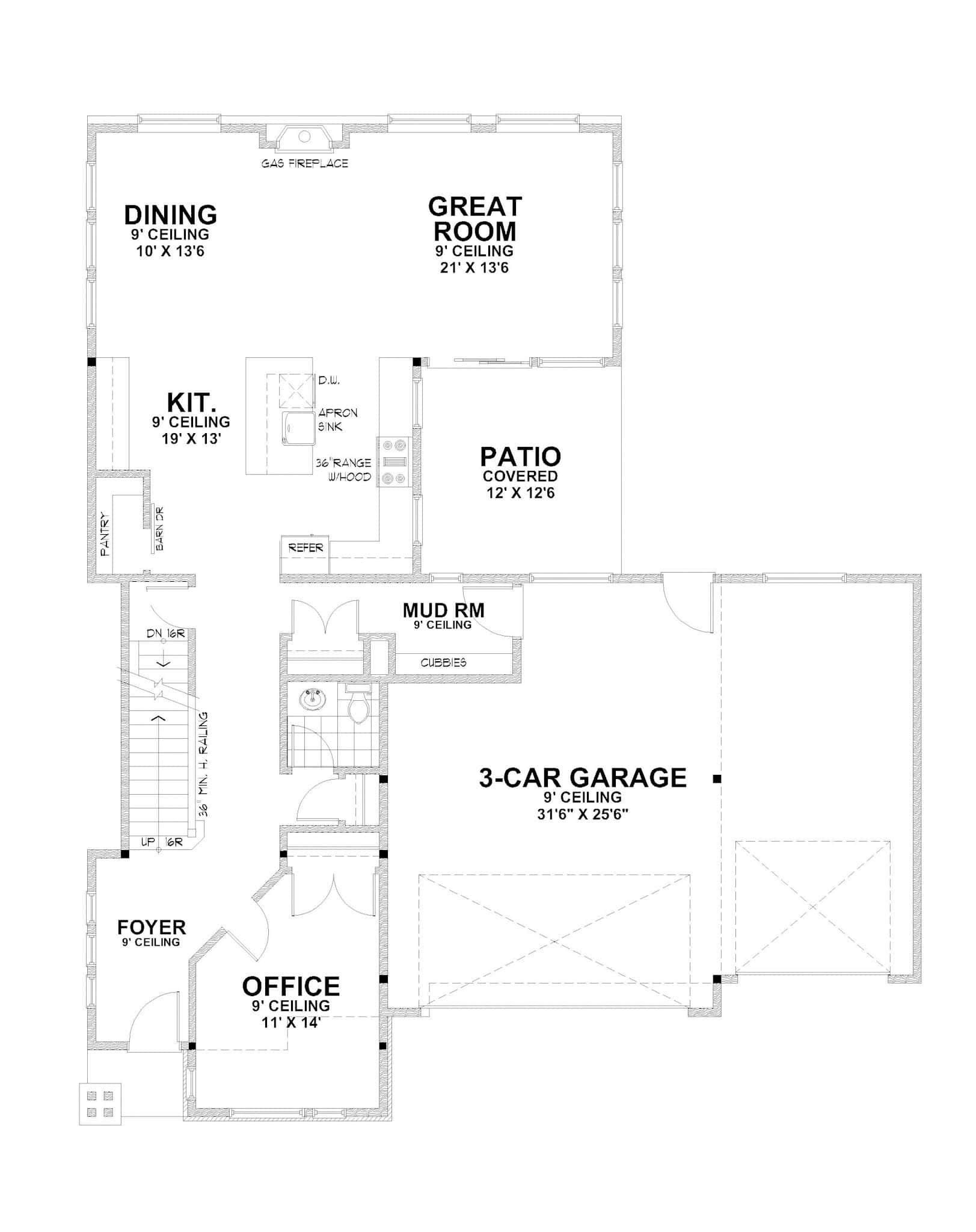 Main Level of Prairie Plan #162-1118