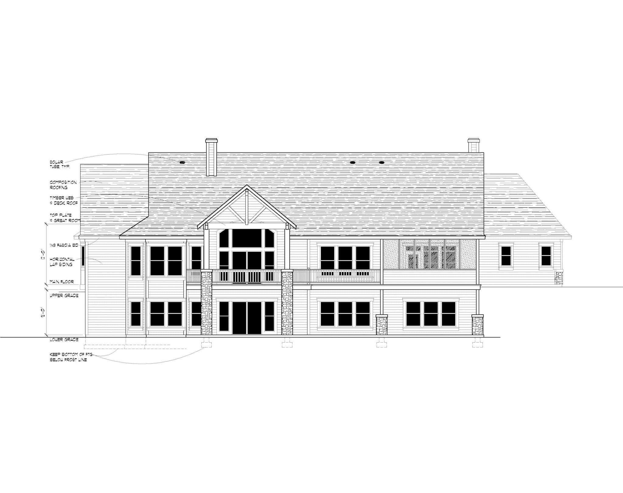 Home Plan Rear Elevation of this 3-Bedroom,3080 Sq Ft Plan -162-1119