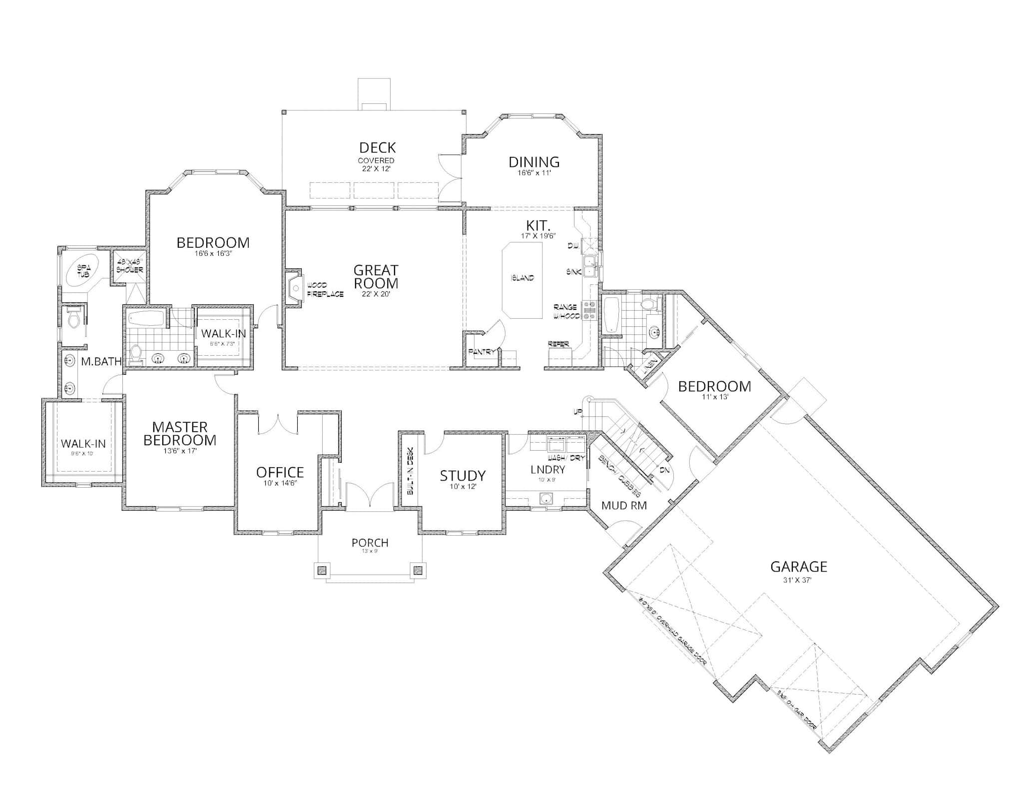 Main Level of Craftsman Plan #162-1120