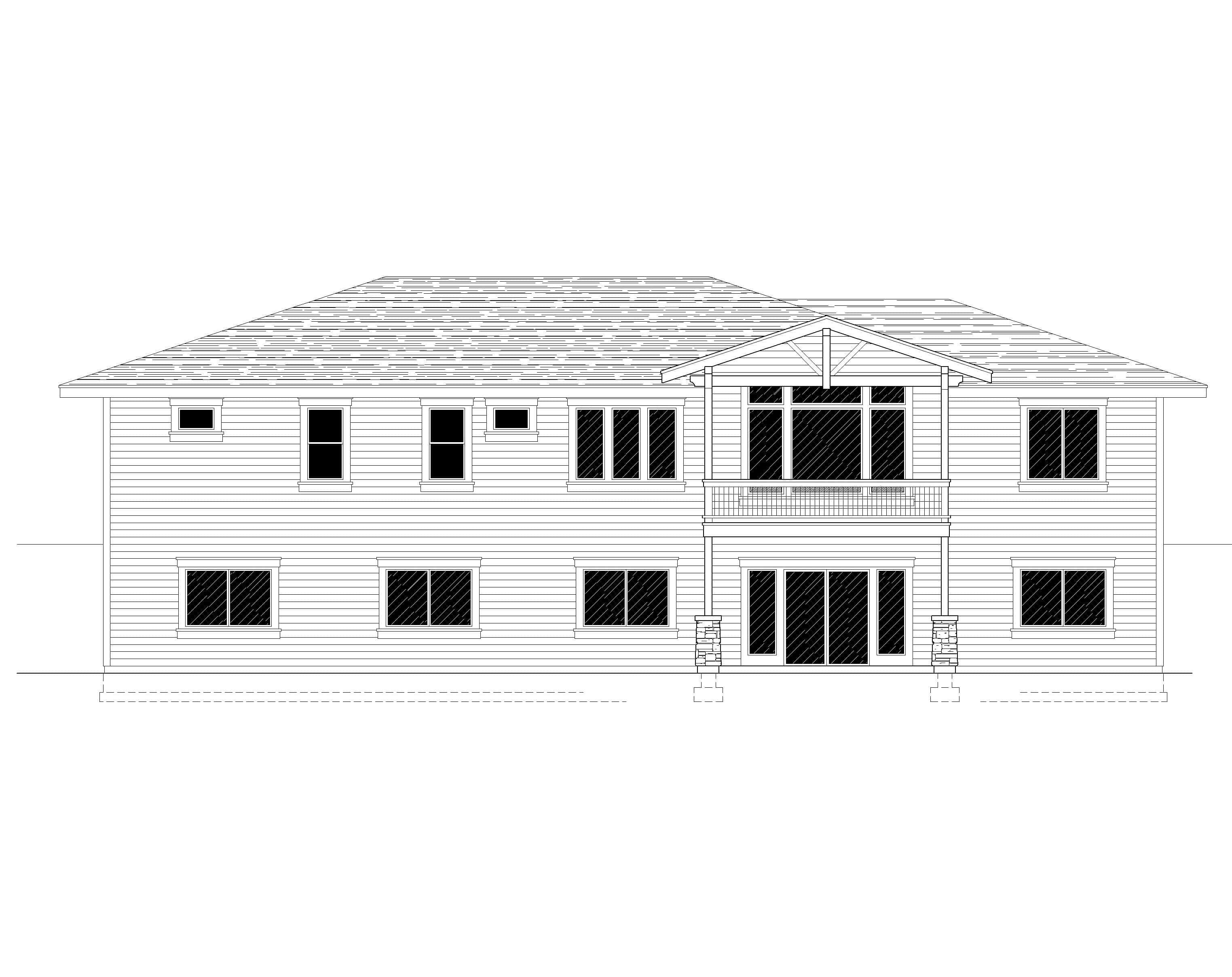 Home Plan Rear Elevation of this 4-Bedroom,2304 Sq Ft Plan -162-1121