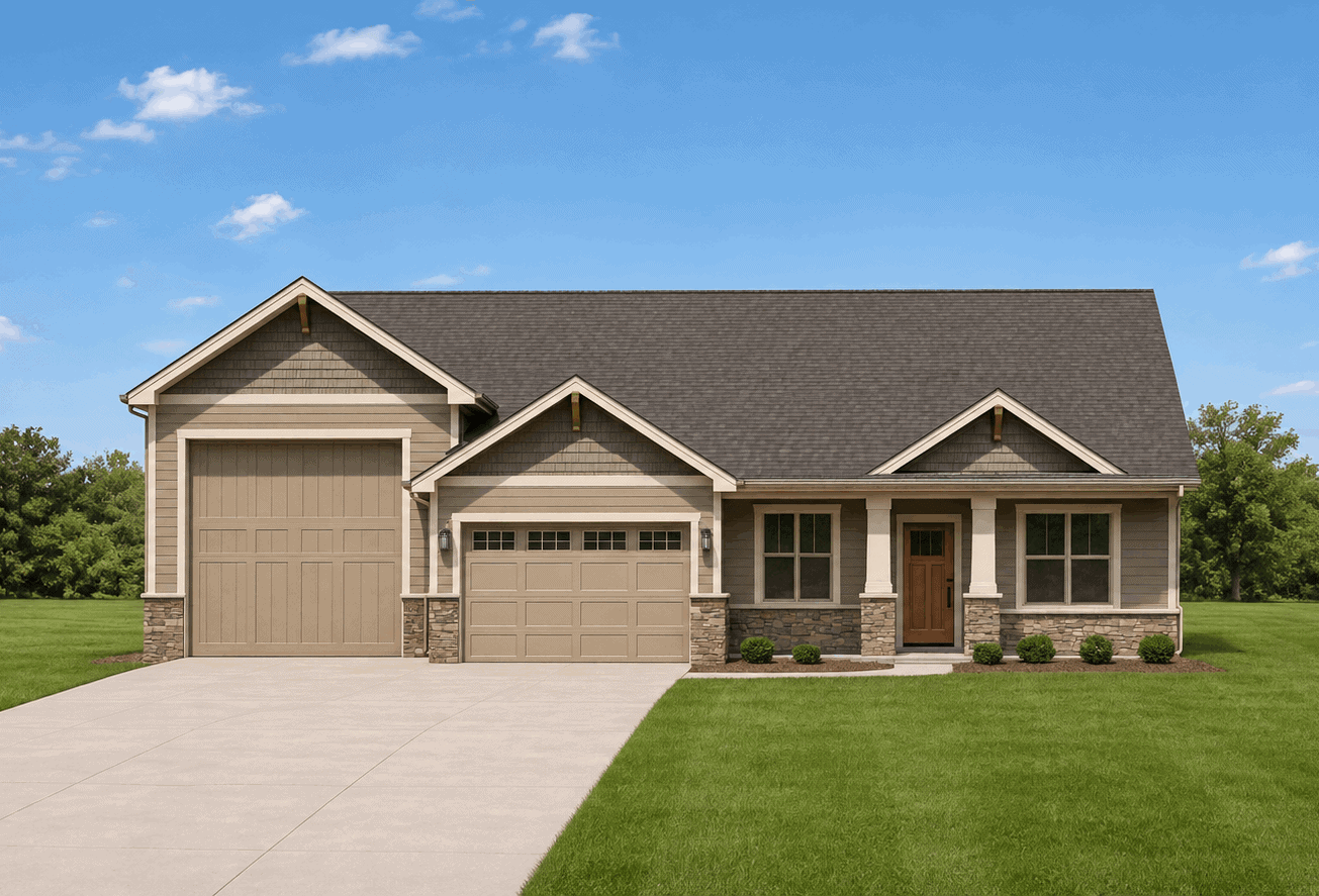 A Craftsman home with covered front porch, tapered columns, and gable roofline. 3 beds, 2.5 baths, 1,980 sq ft - Plan #162-1127