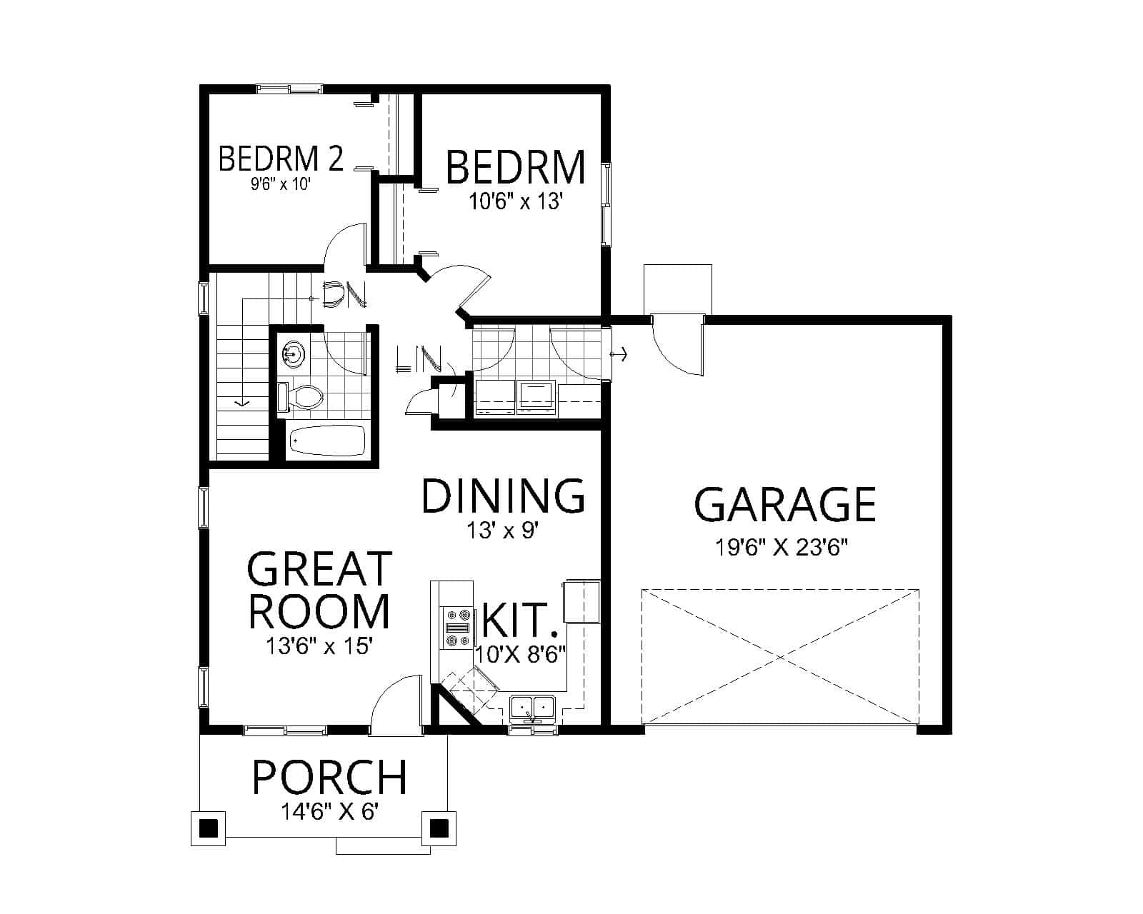 Main Level of Craftsman Plan #162-1128